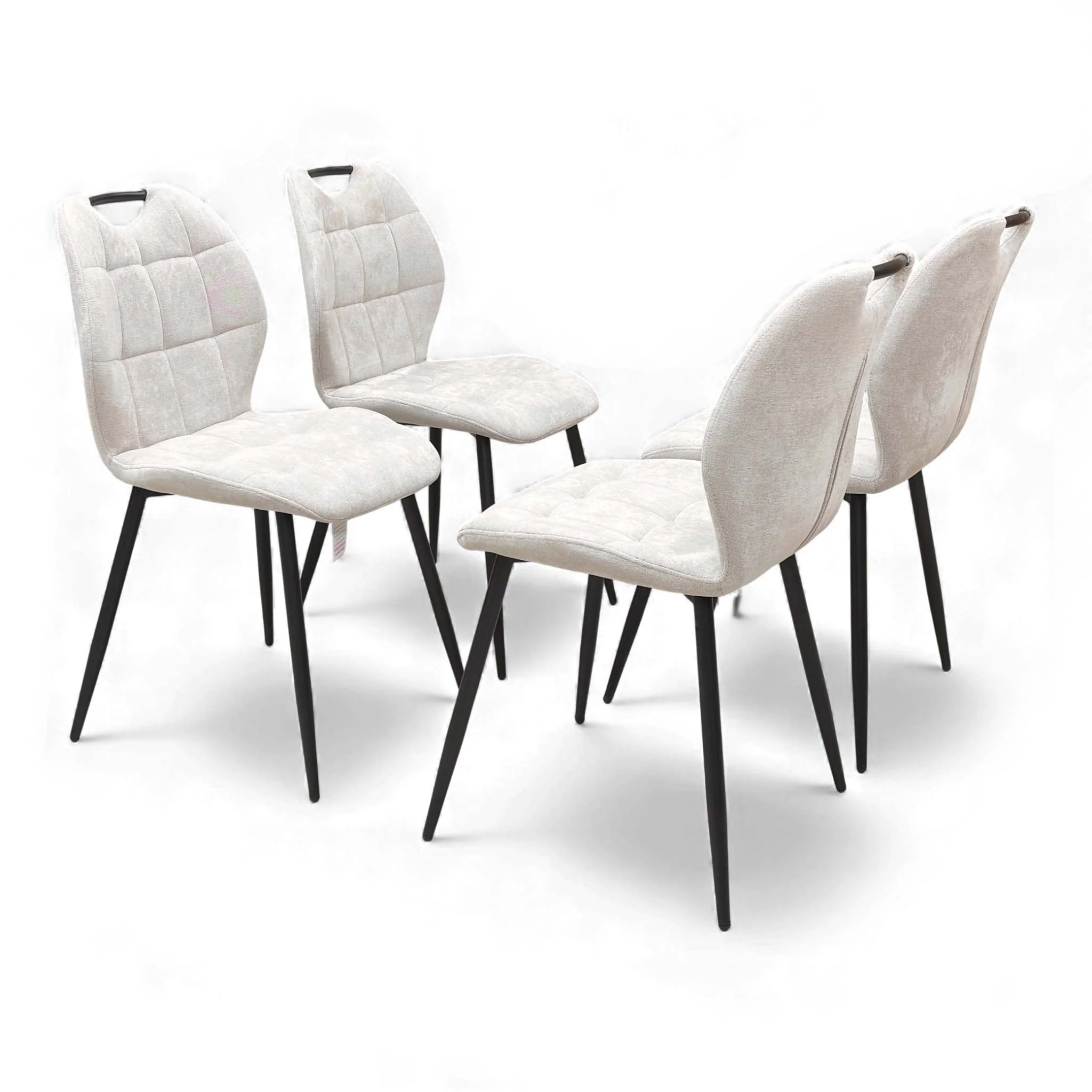 ‘Alva’ Beige Fabric Fixed Dining Chair - Set of 4