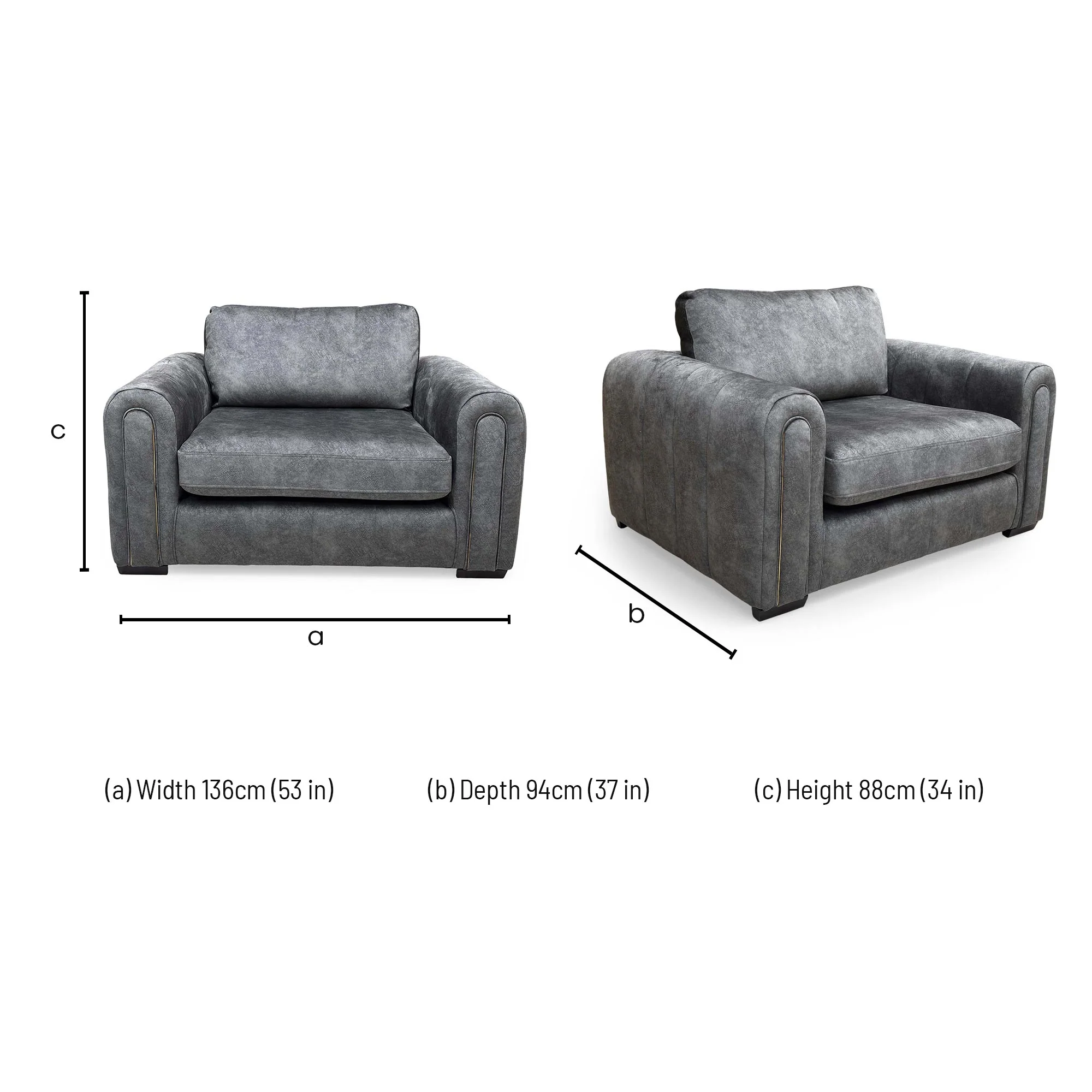 ‘Amara’ Charcoal Velvet Snuggle Chair - Image 8