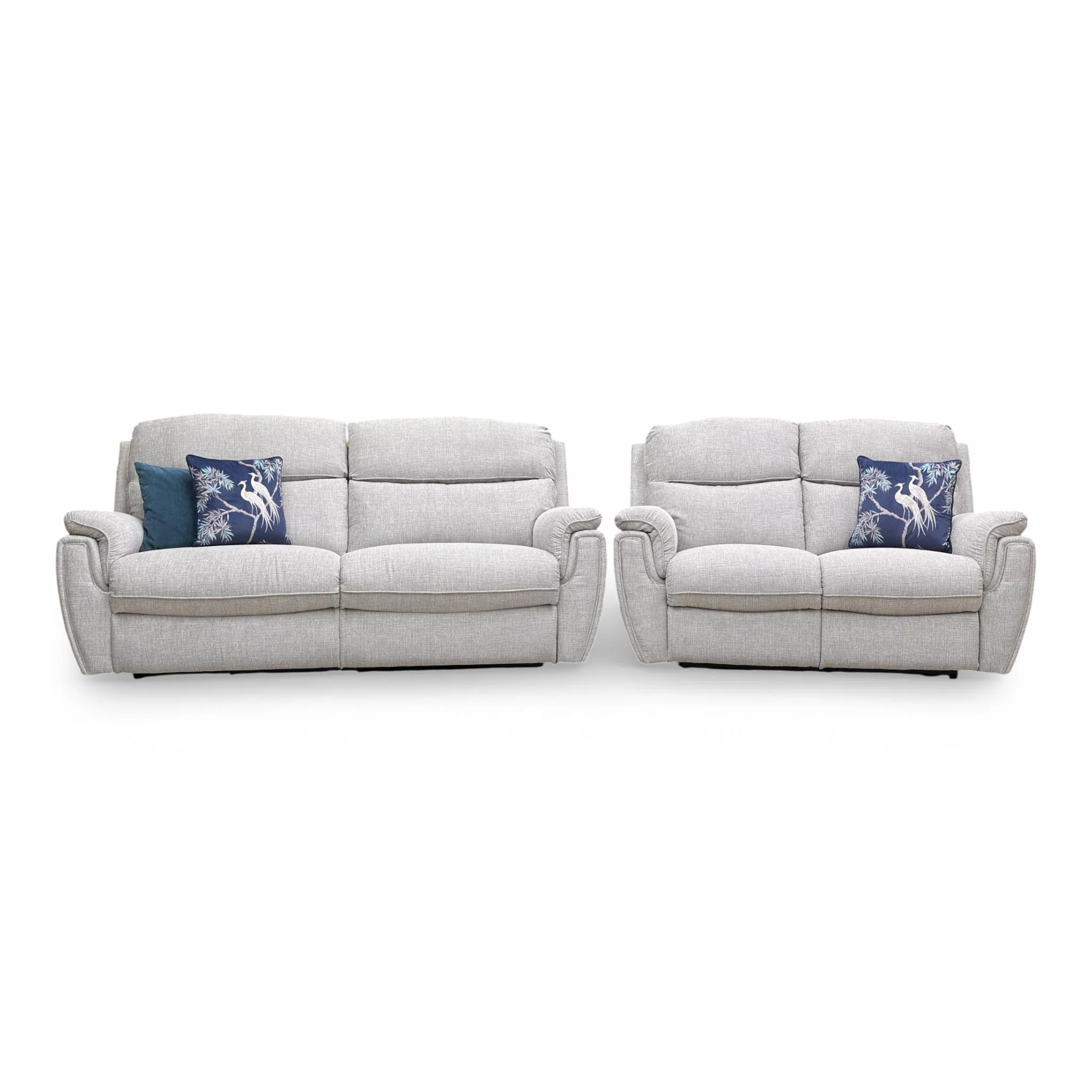 'Ashton' Bariba Grey Chrome Insert Woven Fabric 3 + 2 Power Recliner Sofa Set - Image 6