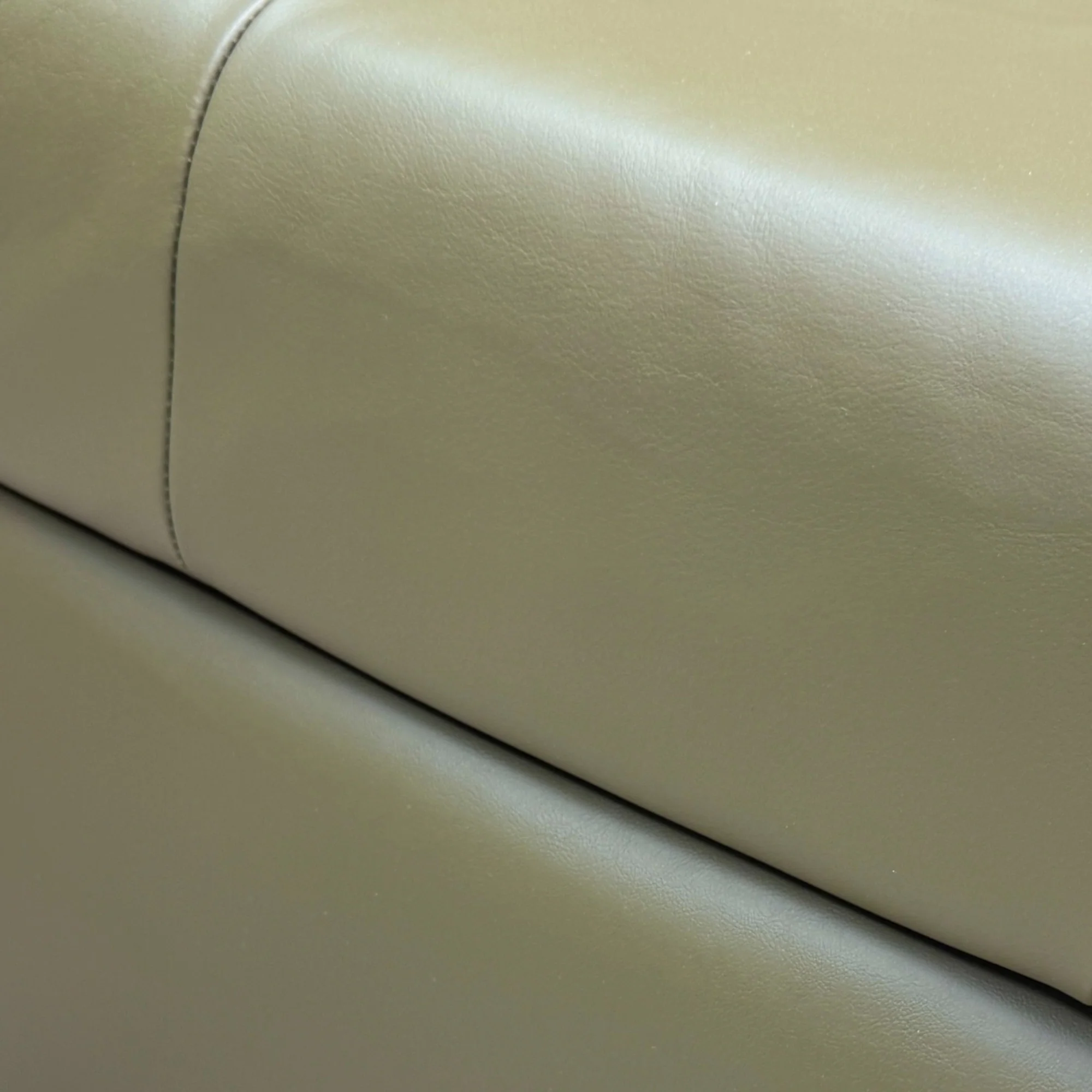 'Ava' Khaki Green Leather Large Square Footstool - Image 5