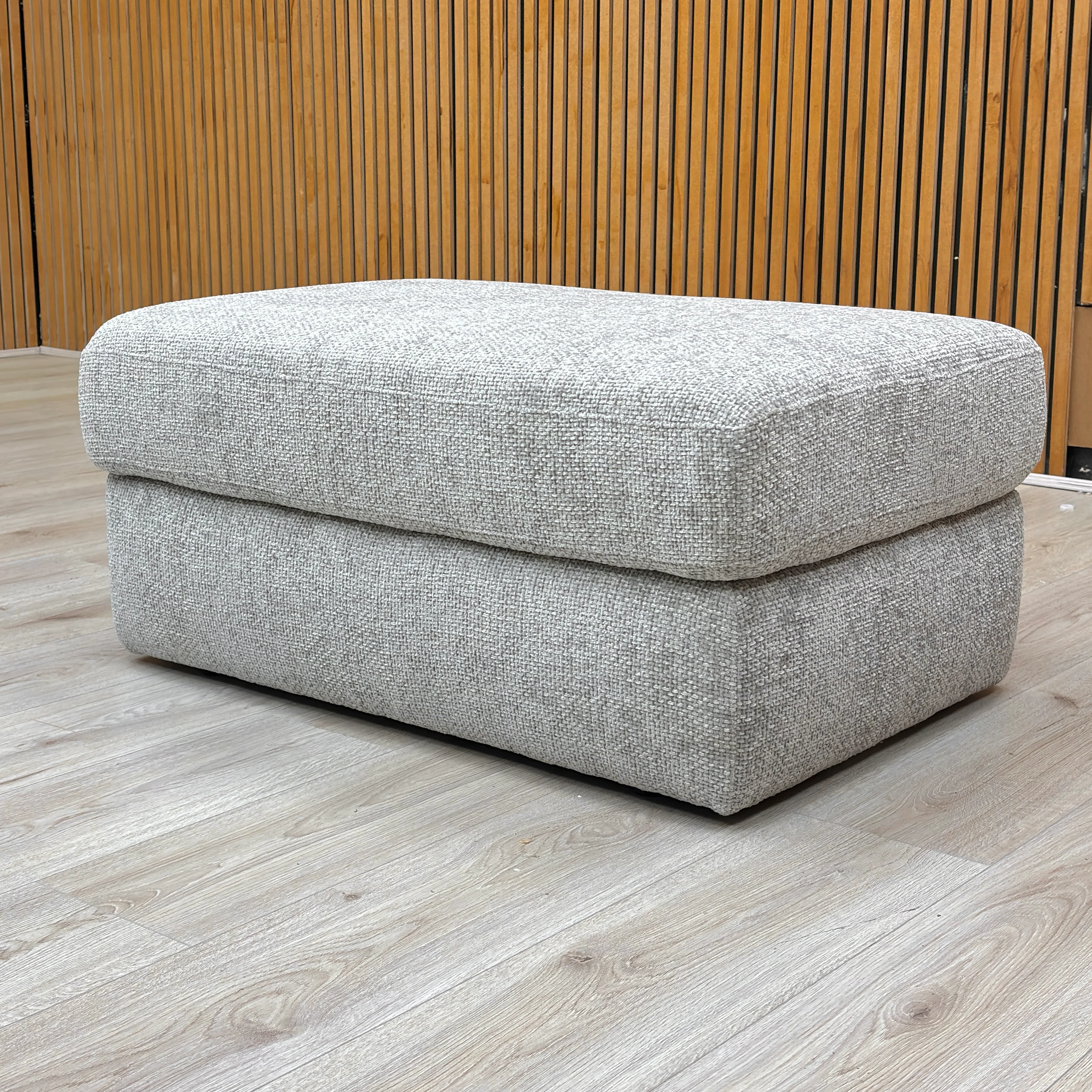 ‘Avena’ Grey Fabric Footstool - Image 3