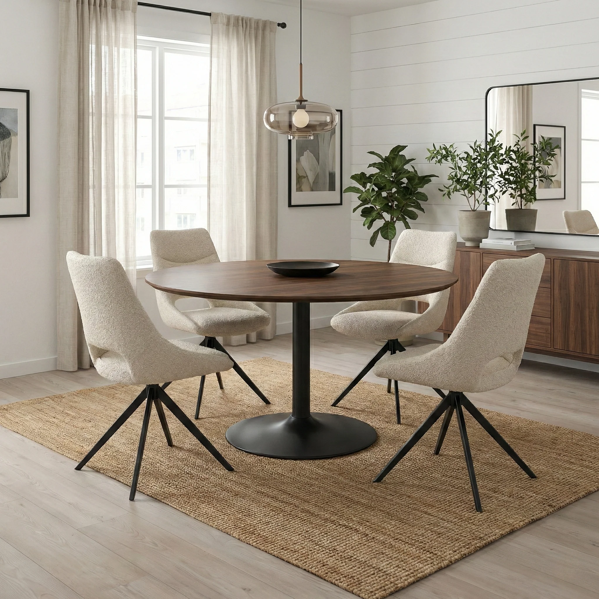 'Barefoot' Cream Boucle Swivel Dining Chair - Set of 4 - Image 2