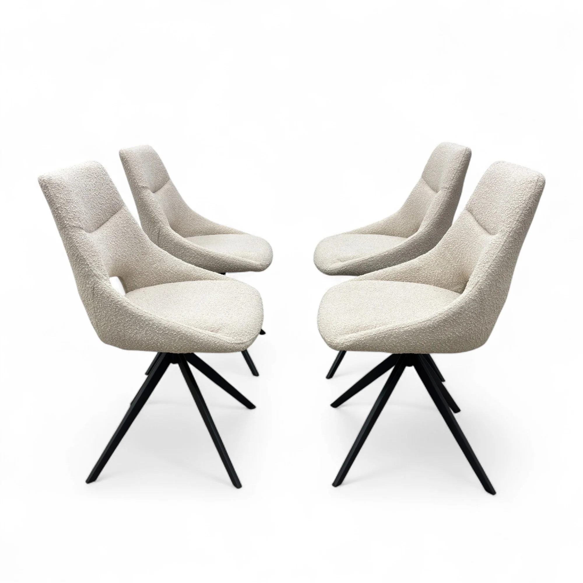 'Barefoot' Cream Boucle Swivel Dining Chair - Set of 4 - Image 3