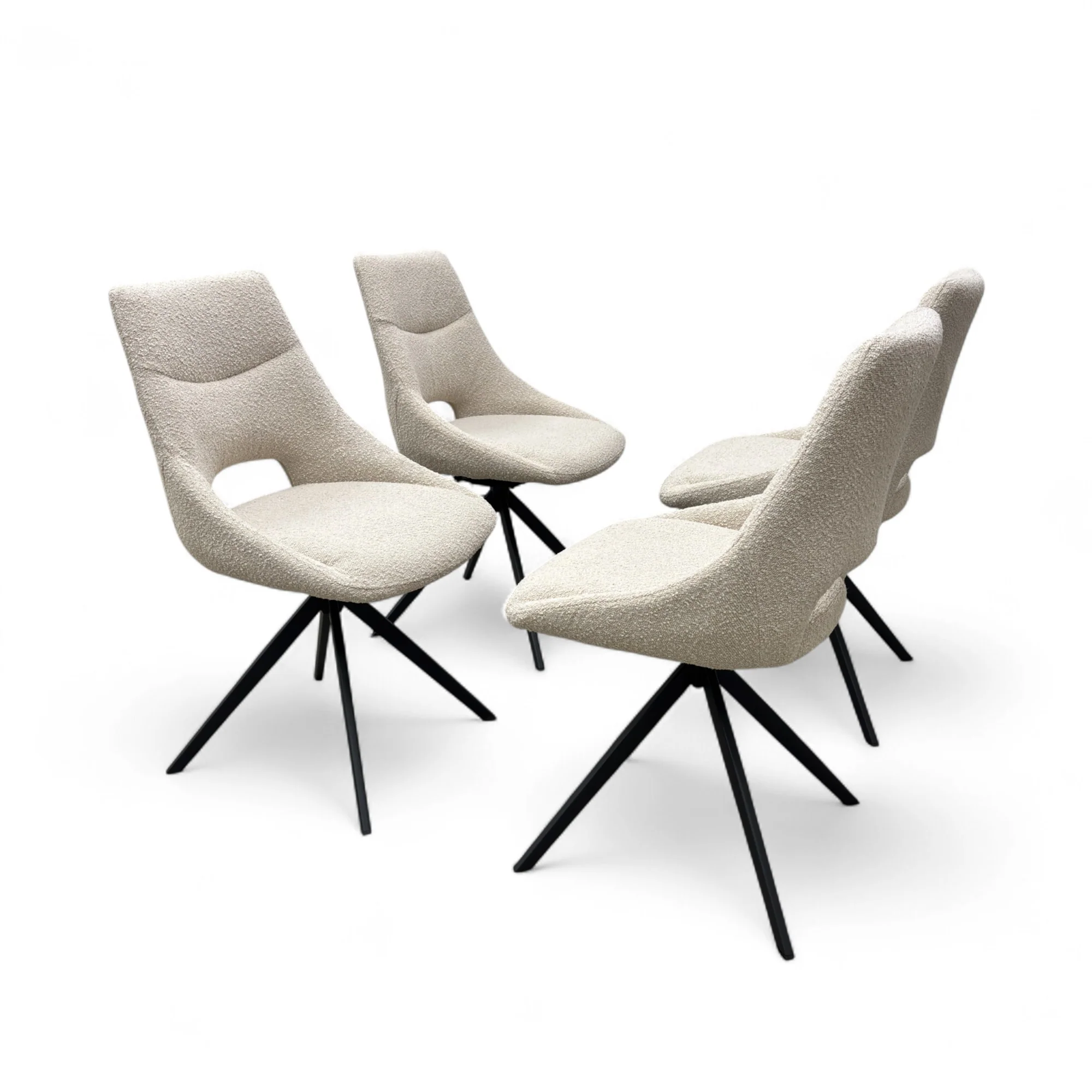 'Barefoot' Cream Boucle Swivel Dining Chair - Set of 4 - Image 4