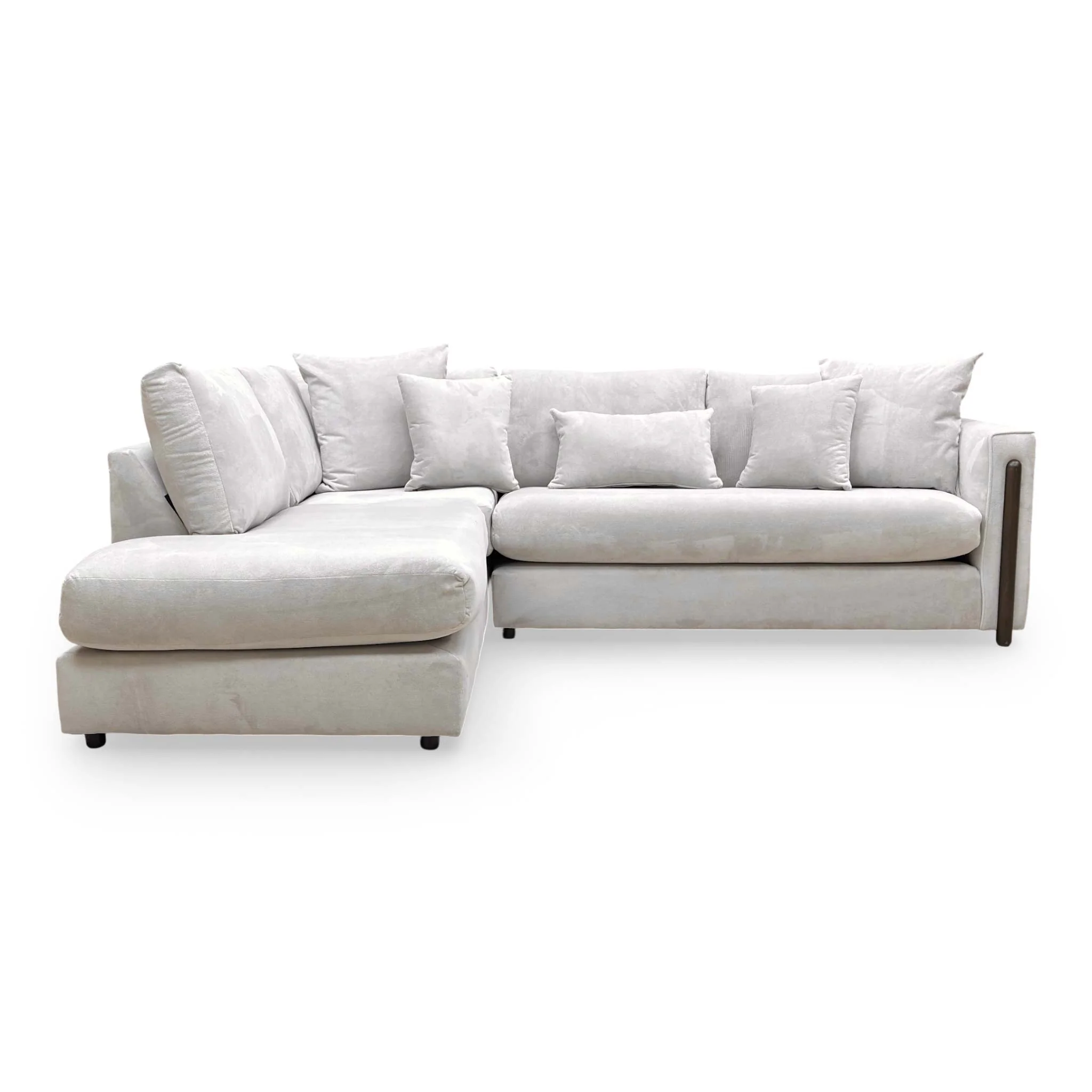 ‘Barney’ Silver Towel Velvet Formal Back Left Hand Facing Open End Chaise Corner Sofa - Image 4