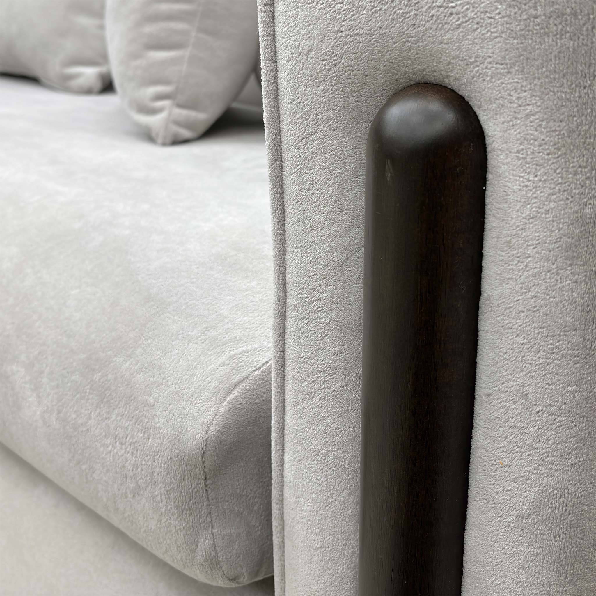 ‘Barney’ Silver Towel Velvet Formal Back Left Hand Facing Open End Chaise Corner Sofa - Image 5