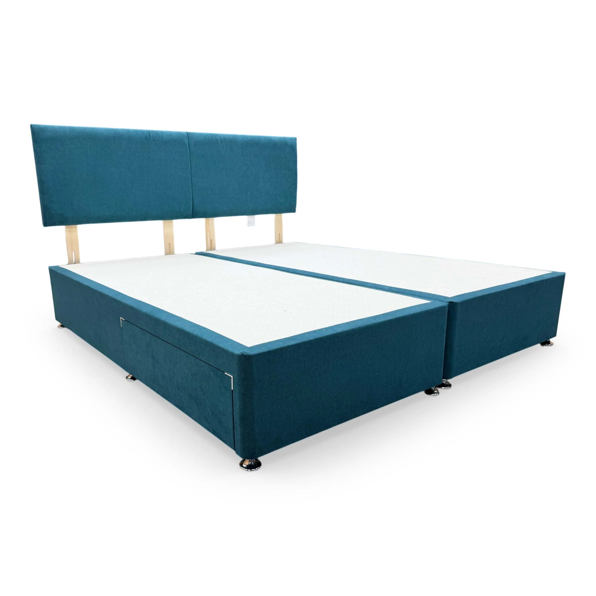 'Bella' Venice New Teal Fabric Headboard + 2 Draw Divan Base - Super King - Image 6