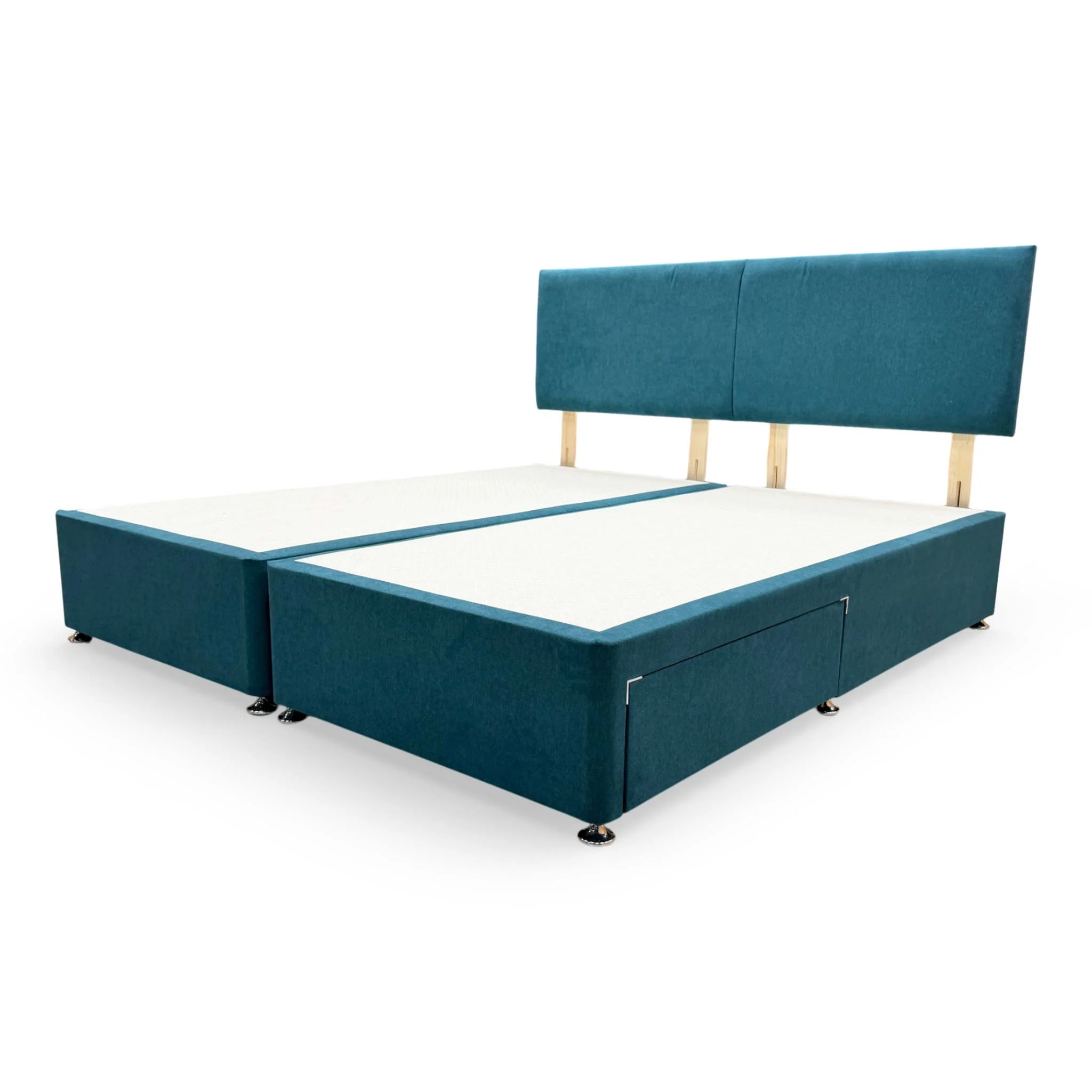 'Bella' Venice New Teal Fabric Headboard + 2 Draw Divan Base - Super King - Image 8