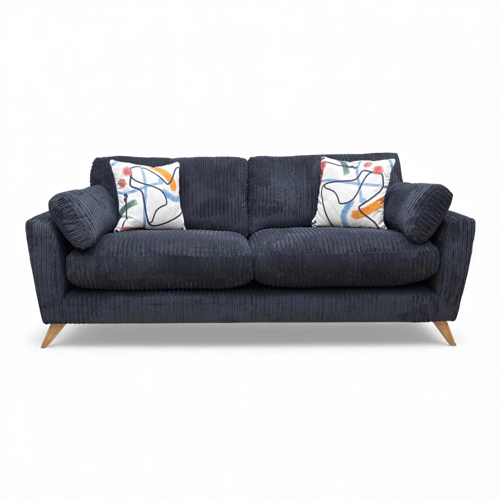 ‘Benji’ Black Marley Jumbo Chord 4 Seater Sofa - Image 4