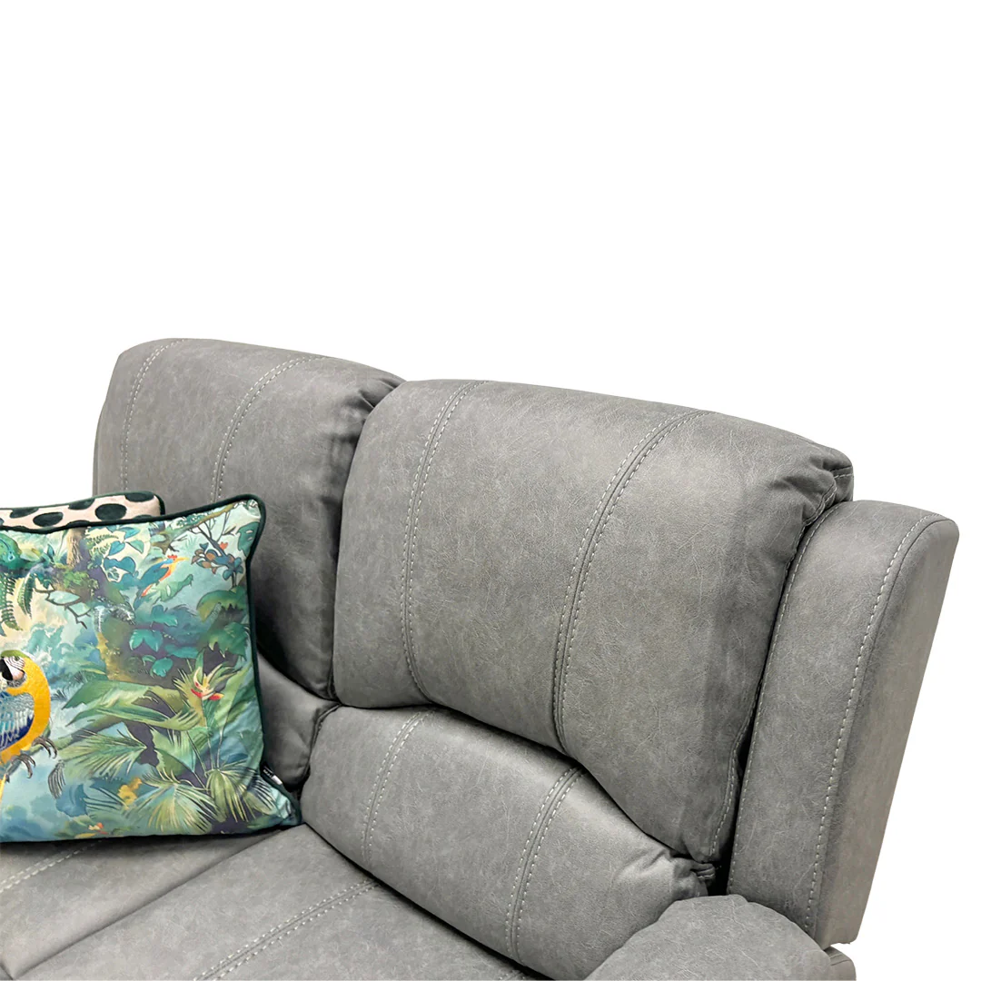 ‘Bennett’ Grey Endurance Fabric Manual Recliner 2 Seater Sofa - Image 4