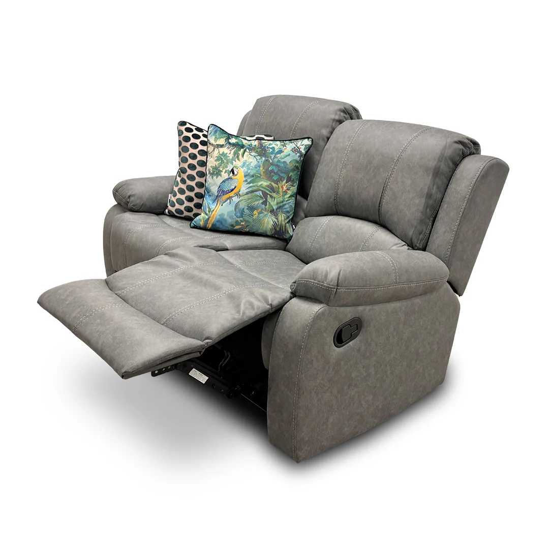 ‘Bennett’ Grey Endurance Fabric Manual Recliner 2 Seater Sofa - Image 5