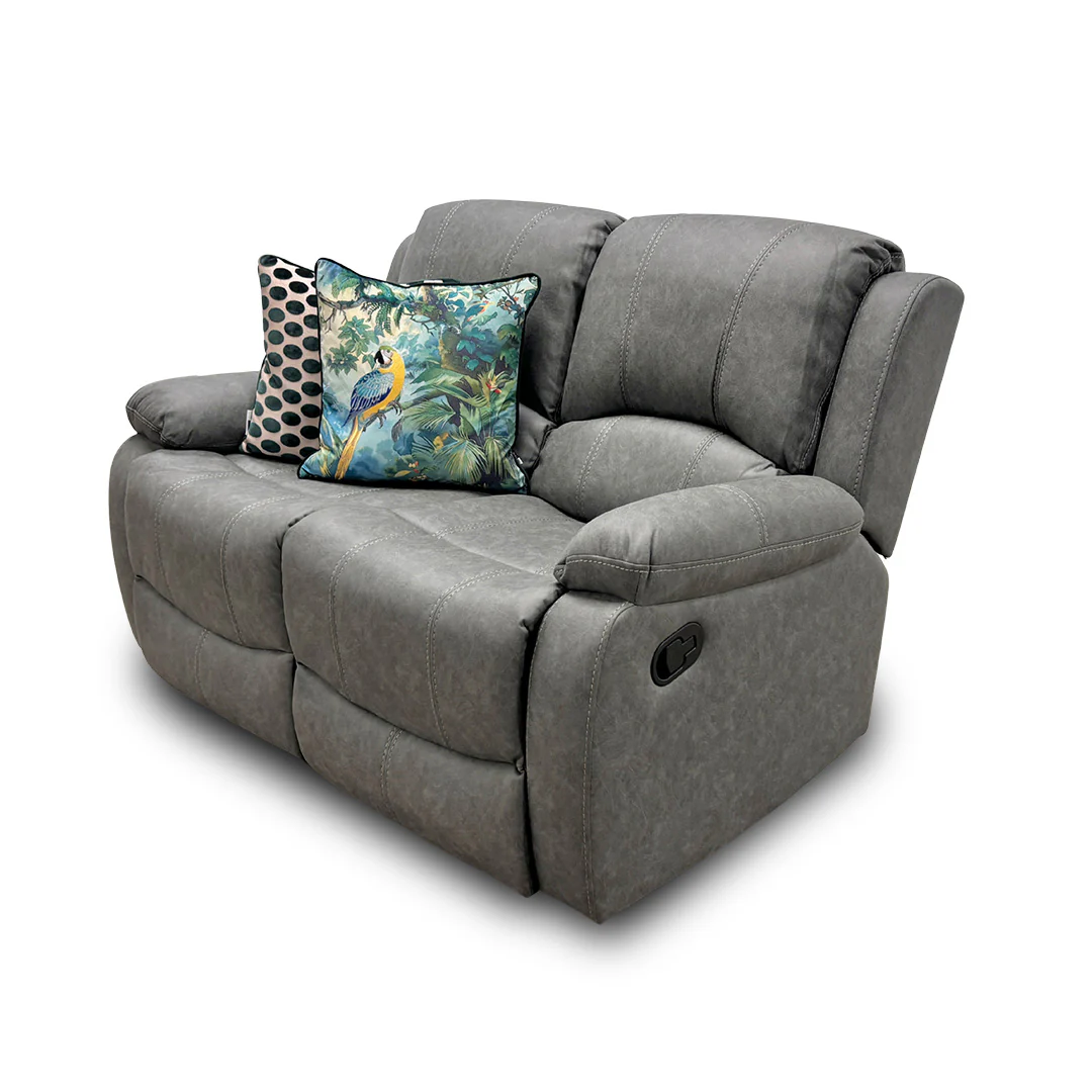 ‘Bennett’ Grey Endurance Fabric Manual Recliner 2 Seater Sofa - Image 8