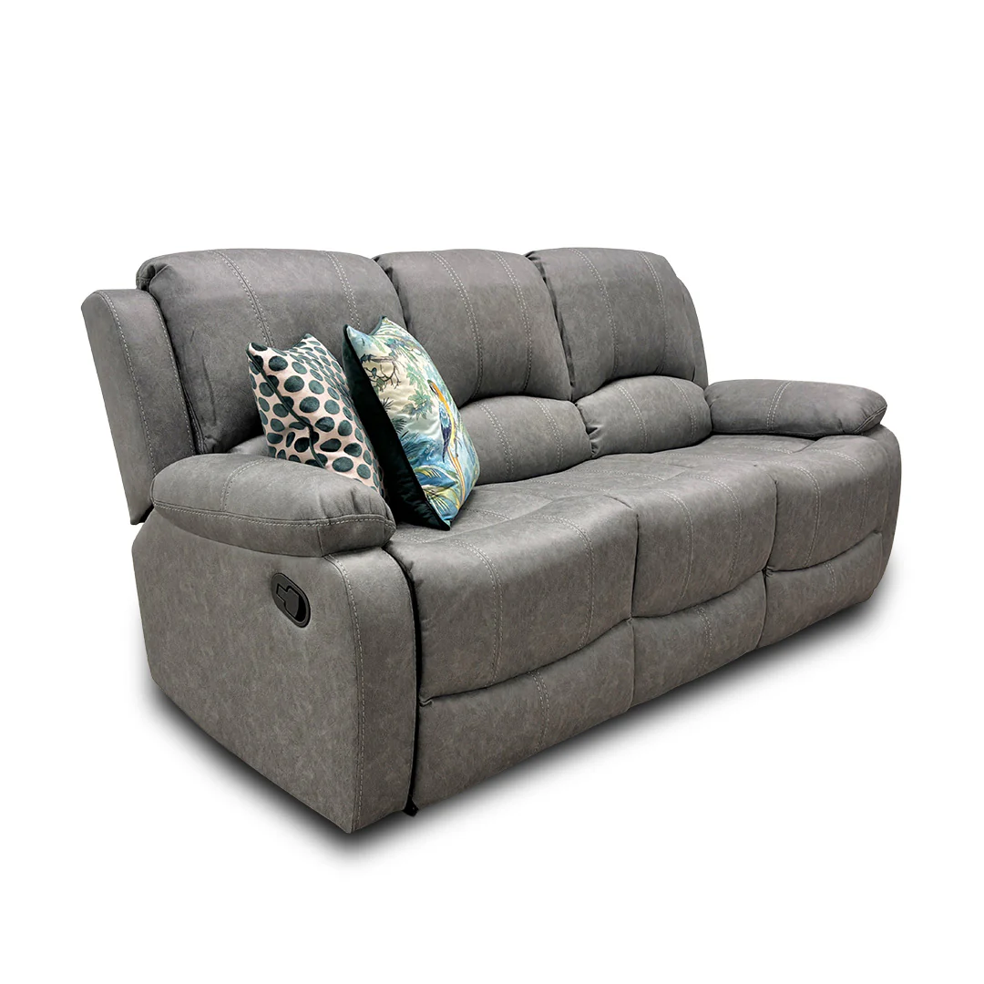 'Bennett' Grey Endurance Fabric Manual Recliner 3 Seater Sofa - Image 6