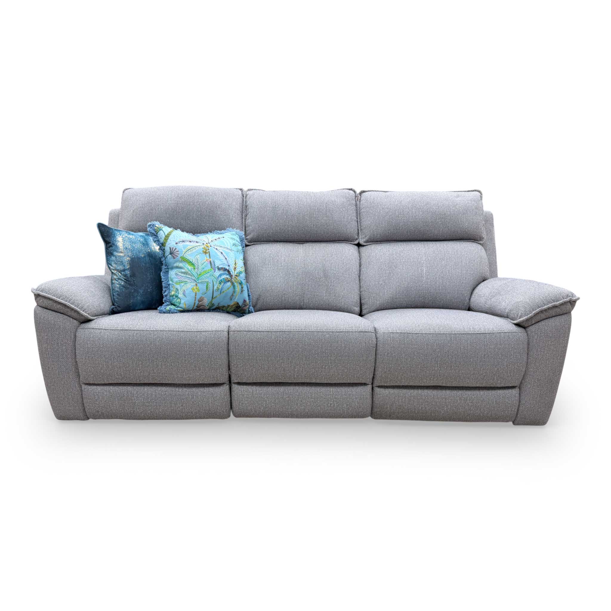 'Blaine' Greige Thick Woven Fabric 3 Seater Power Recliner Sofa - Image 4