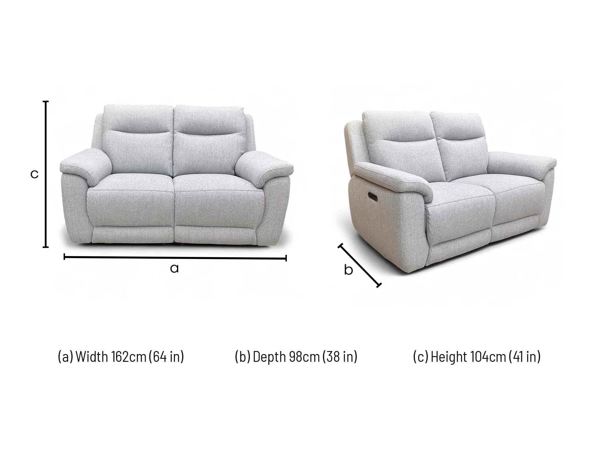 'Bobby' Florence Stone Grey 40501 Tight Weave Fabric 2 Seater Power Recliner Sofa - Image 10