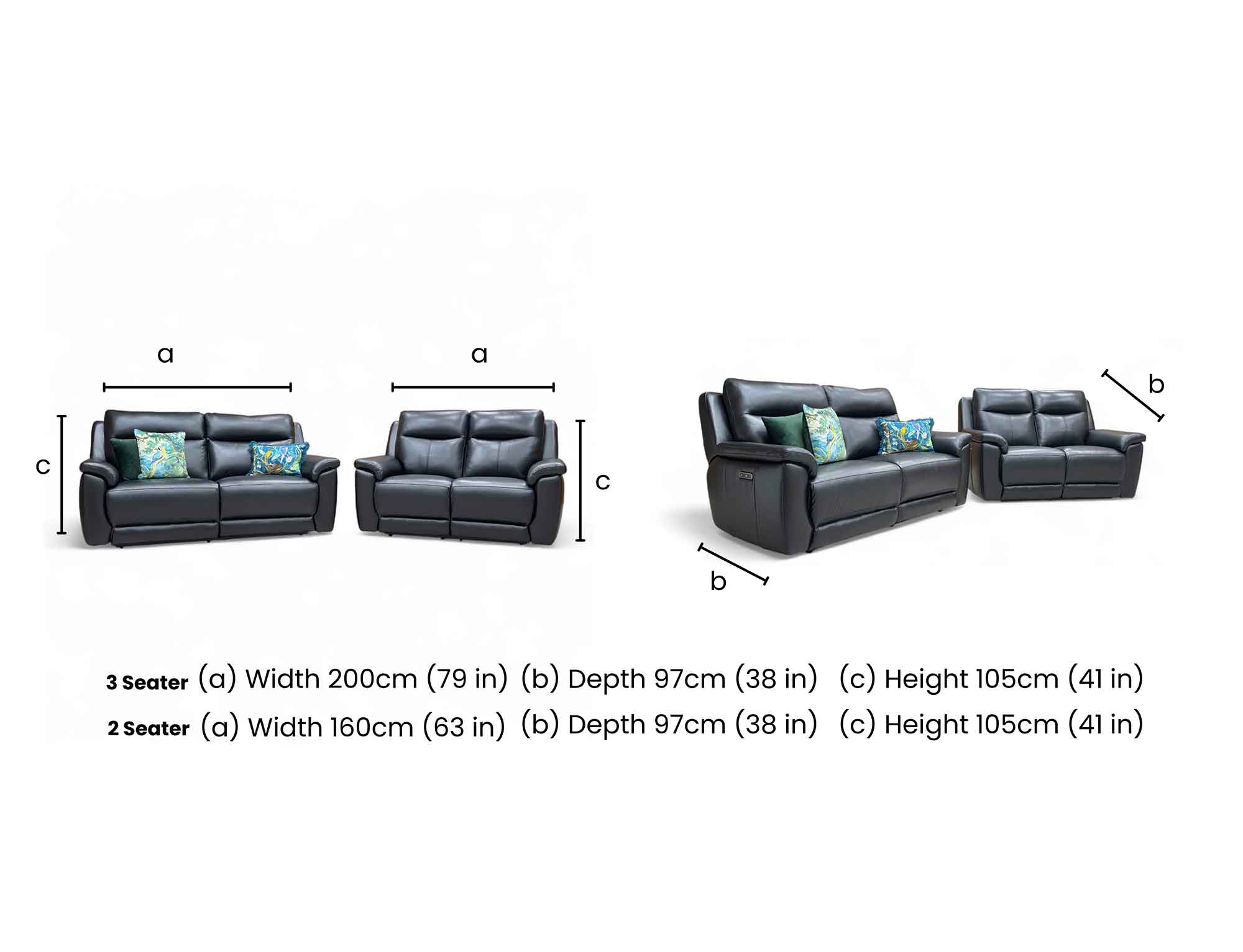 ‘Bobby’ Leather Cat-35/02 Black 3 + 2 Power Recliner Sofa Set - Image 10