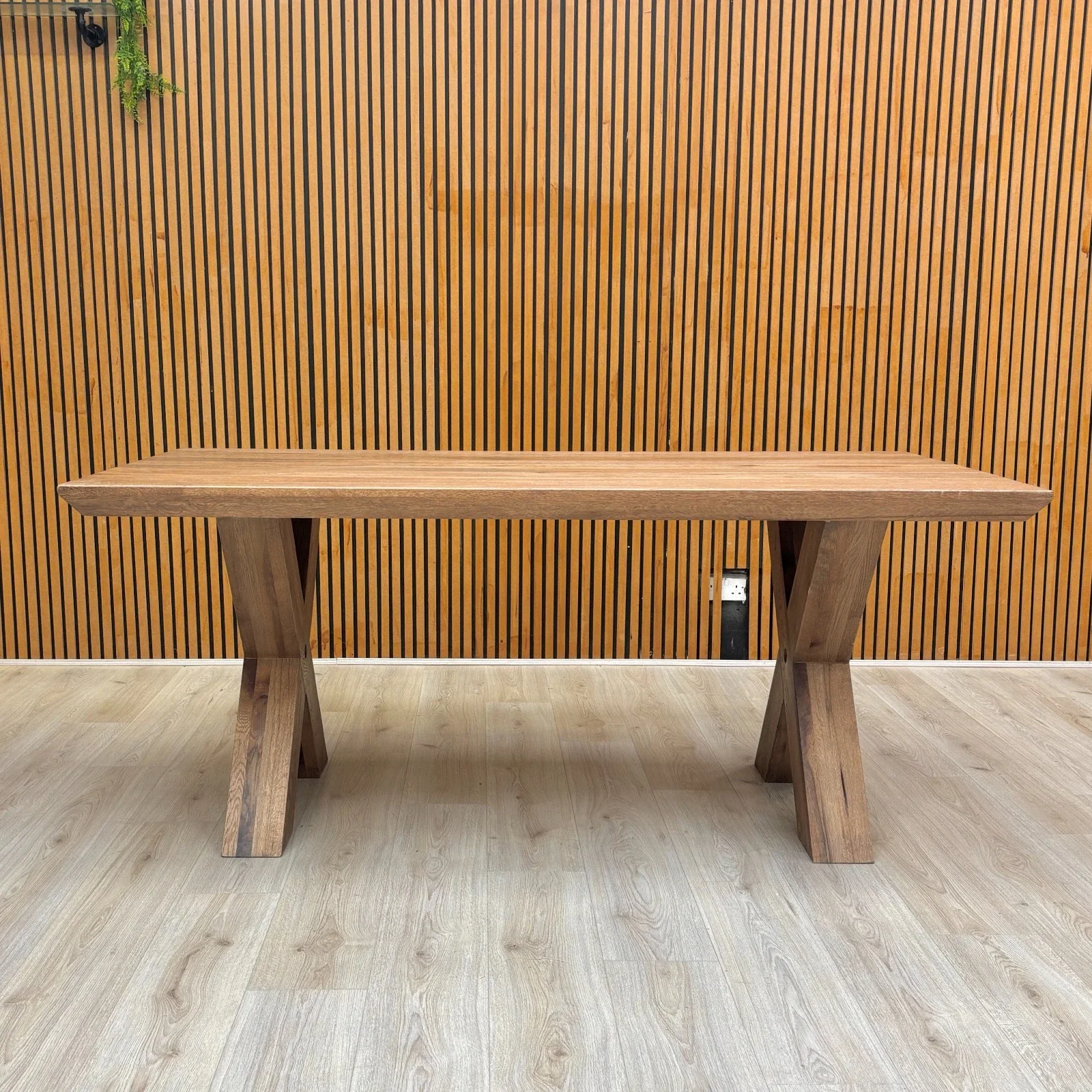 Bodahl ‘Loki’ 04 Desert Solid Oak Swiss Edge 180cm Dining Table with Wooden X-Shaped Legs - Image 3