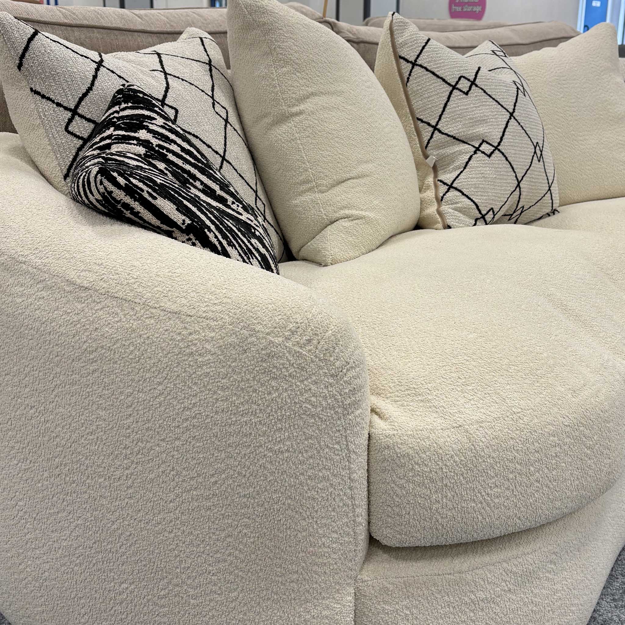 ‘Bow' Ecru Ivory Boucle 4 Seater Sofa - Image 4