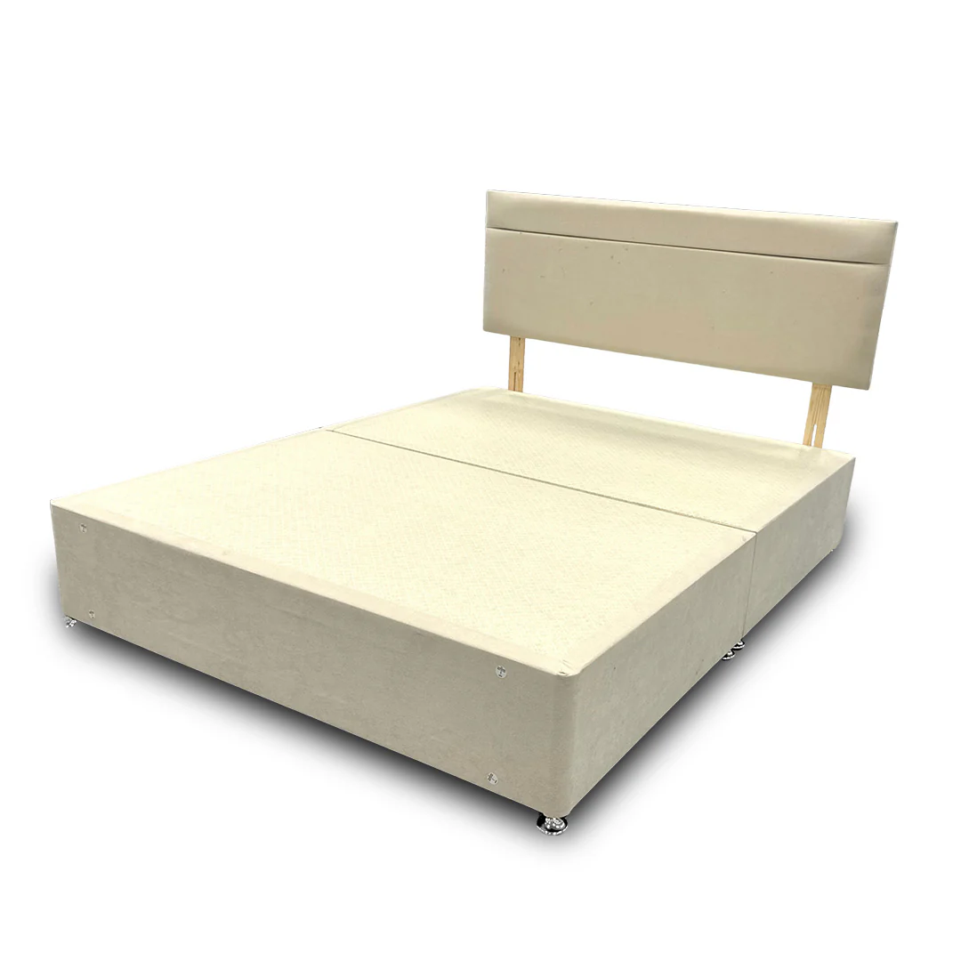 ‘Capella’ Cream Velvet Divan Base + Headboard - King - Image 5