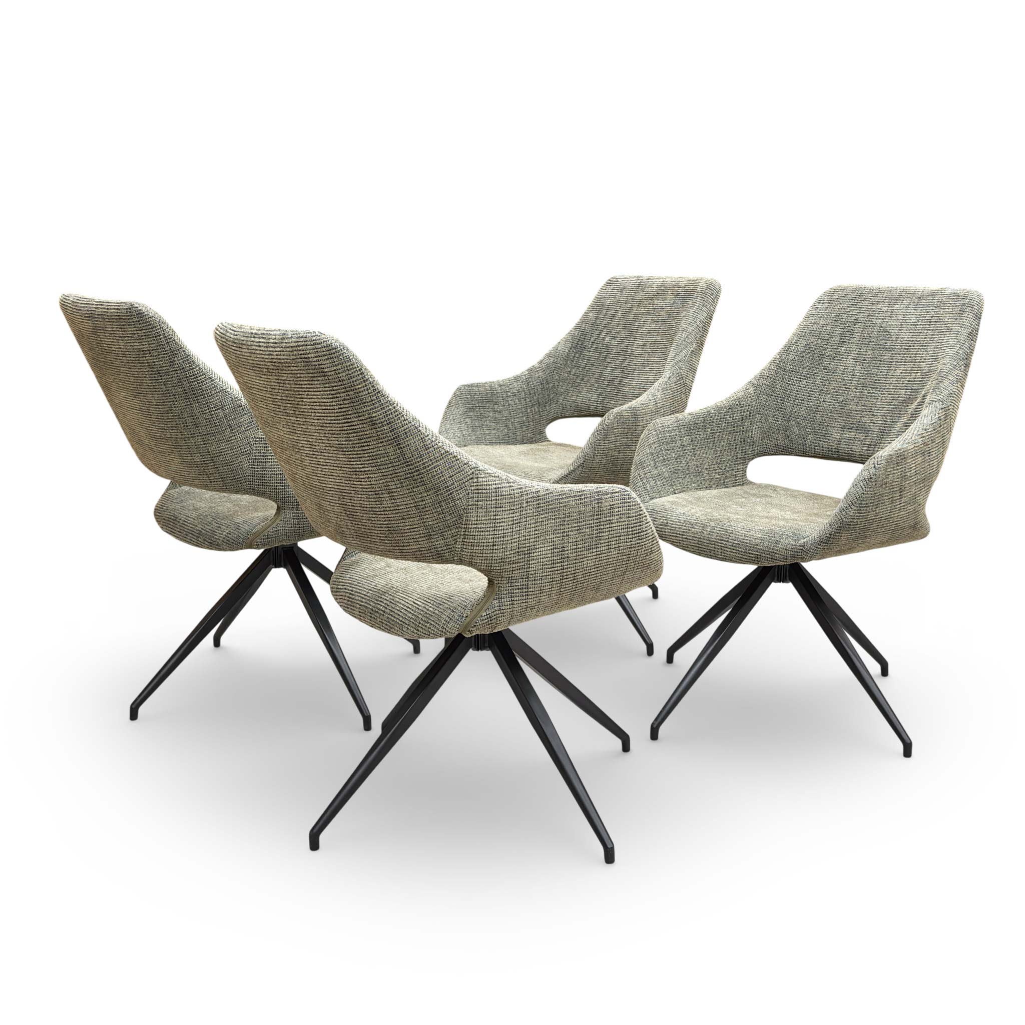 ‘Charlotte’ Sage Green Tweed Dining Chair - Set of 4 - Image 6