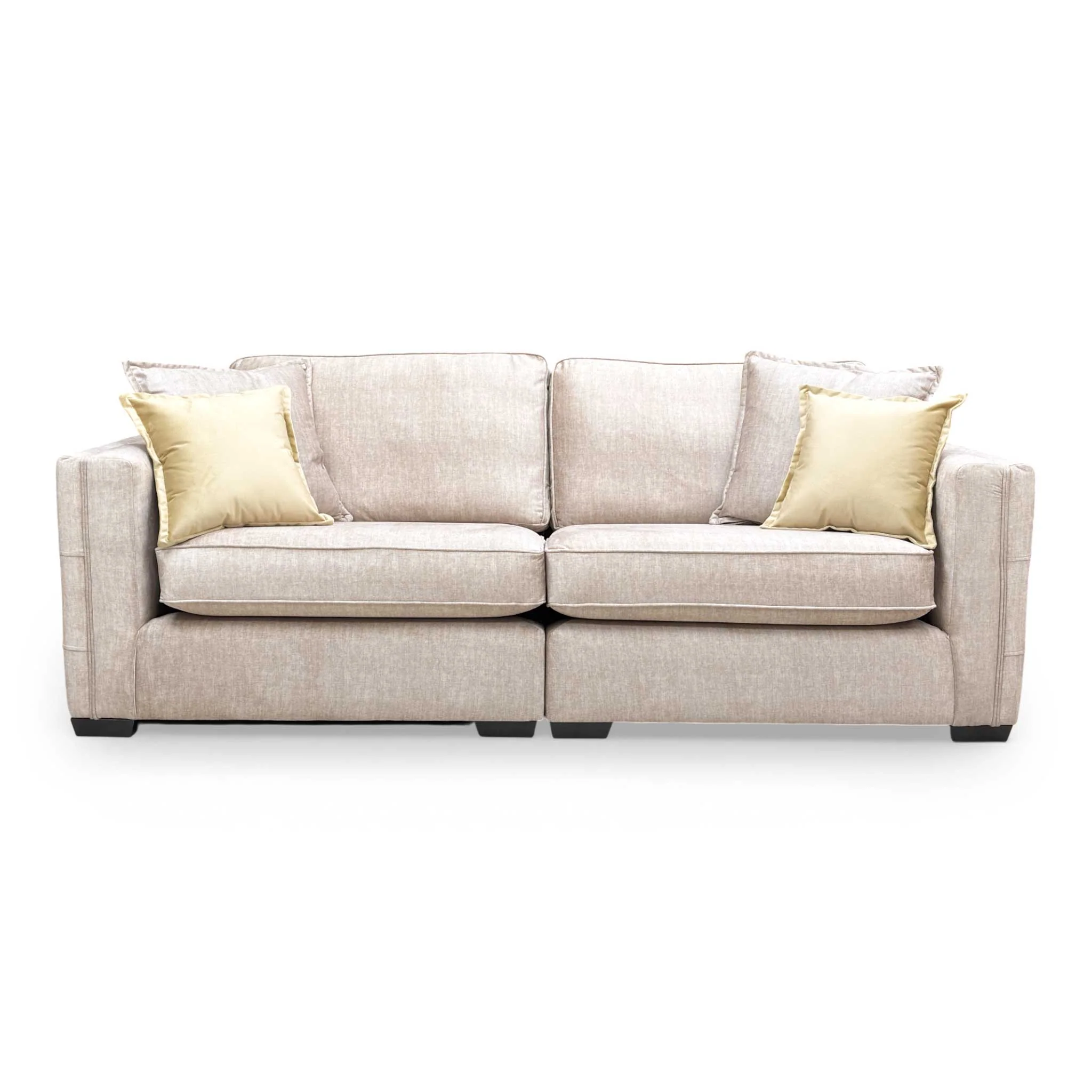 'Chelsea' Beige Vogue Velvet Formal Back 4 Seater Split Frame Sofa - Image 5