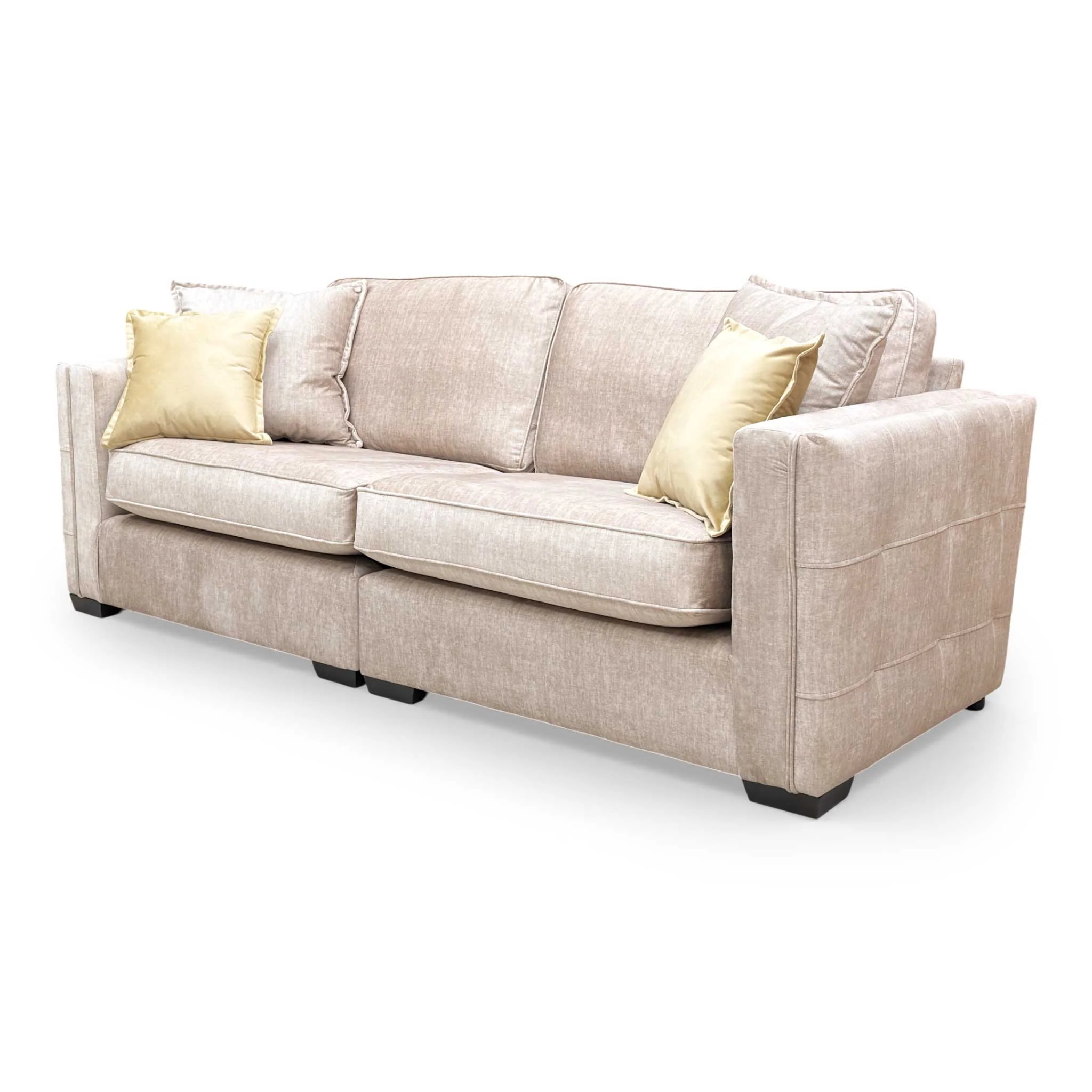 'Chelsea' Beige Vogue Velvet Formal Back 4 Seater Split Frame Sofa - Image 4