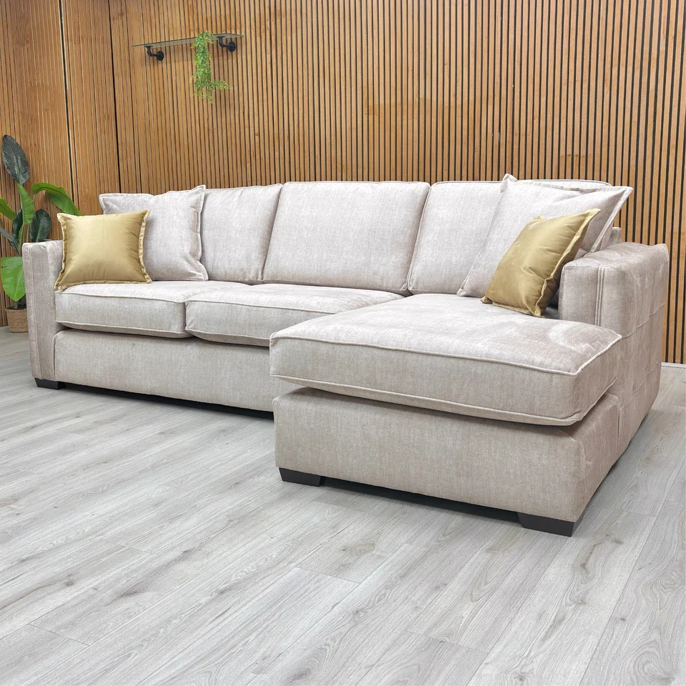 ‘Chelsea' Beige Vogue Velvet Large Right Hand Facing Open End Corner Chaise - Image 3