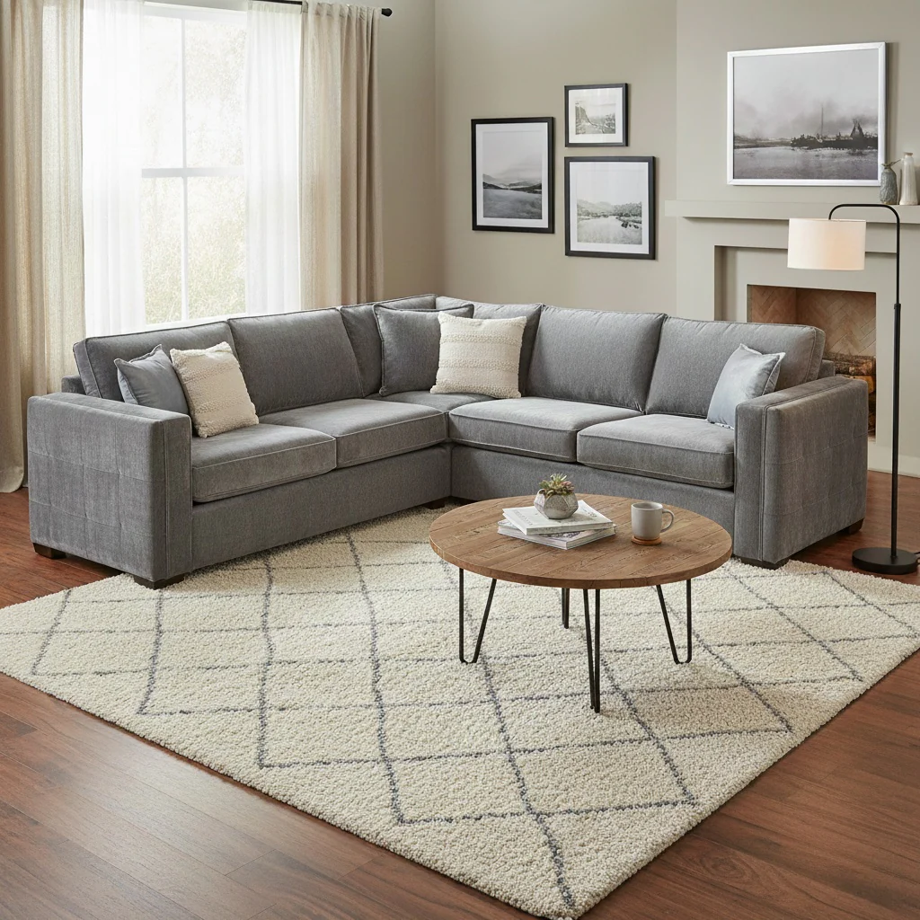 ‘Chelsea' Grey Derwent Soft Weave Fabric 2 Corner 2 Sofa - Image 2