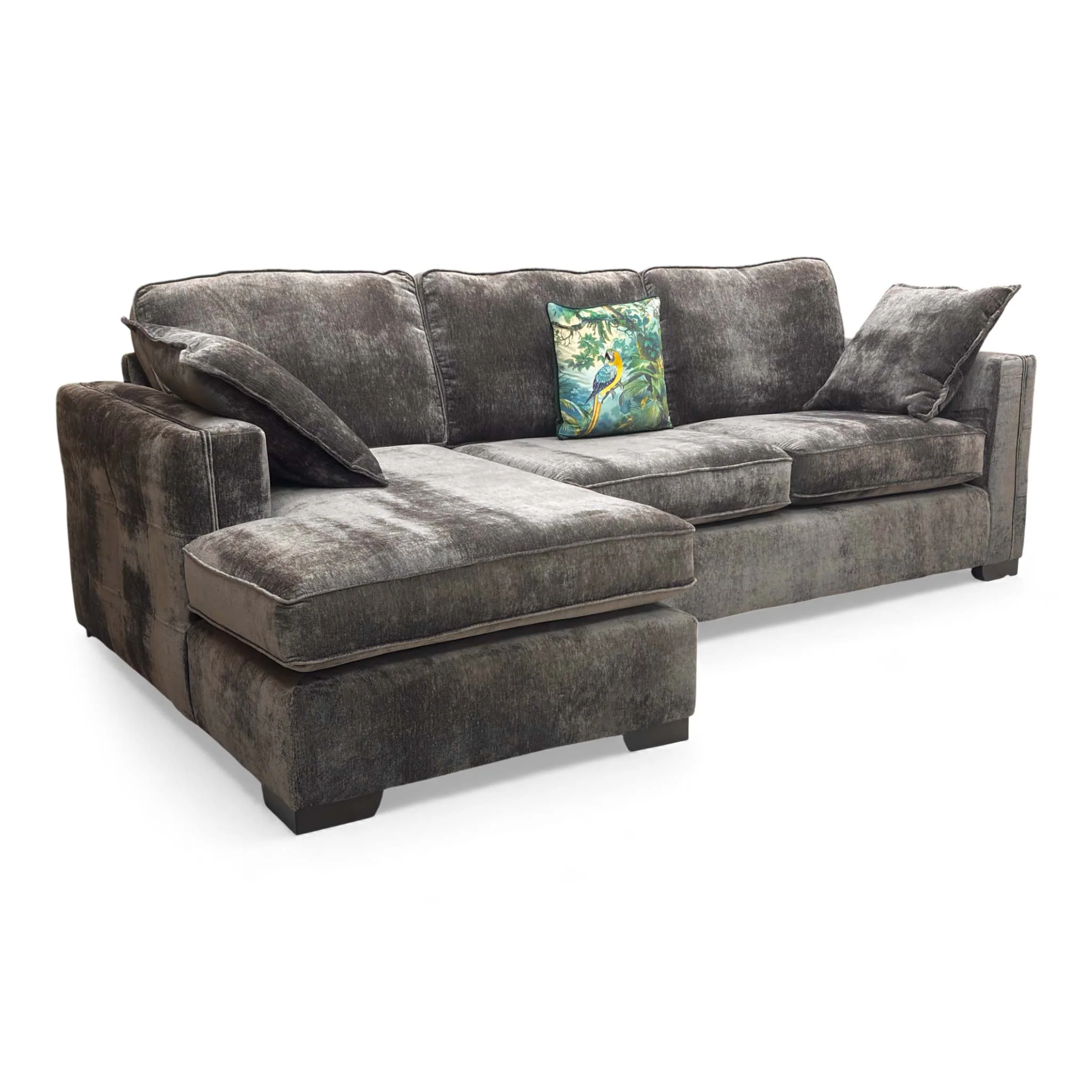 ‘Chelsea’ Moleskin Brown Chenille Fabric Large Left Hand Facing Open End Chaise Corner Sofa - Image 6