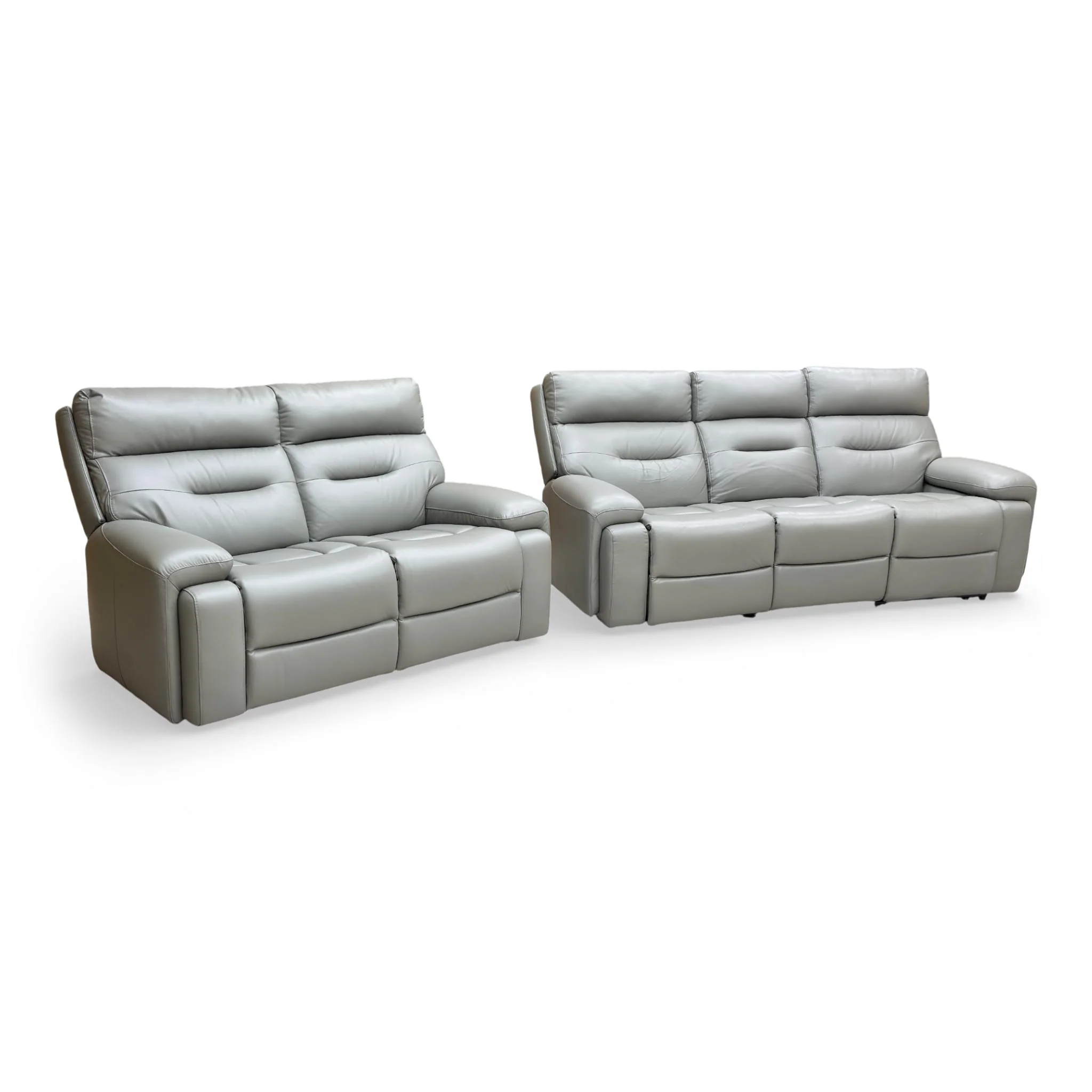 'Cinemax' Natural Ash La-4825 Leather 3 Seater 3 Cushion Media Arms Power Recliner Sofa with Power Headrests + Leather Static 2 Seater Sofa - Image 7