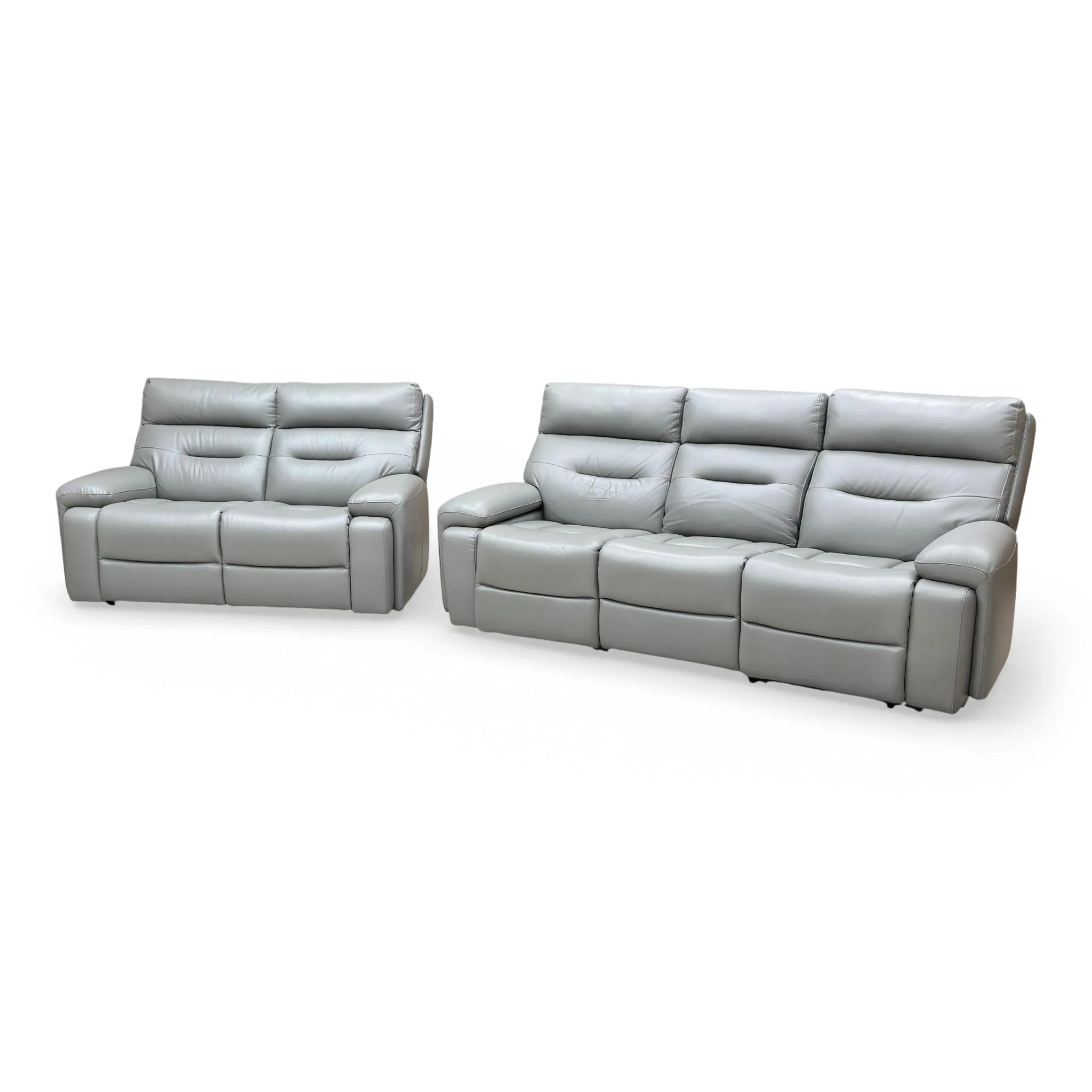'Cinemax' Natural Ash La-4825 Leather 3 Seater 3 Cushion Media Arms Power Recliner Sofa with Power Headrests + Leather Static 2 Seater Sofa - Image 9