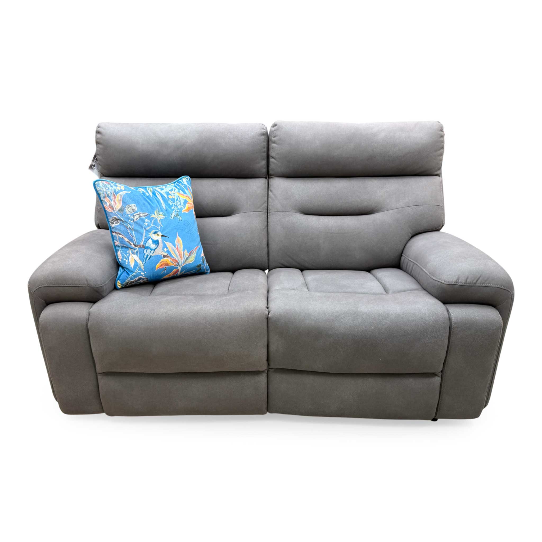 ‘Cinemax’ Nappa Grey Velvet 2 Seater Power Recliner Sofa - Image 4