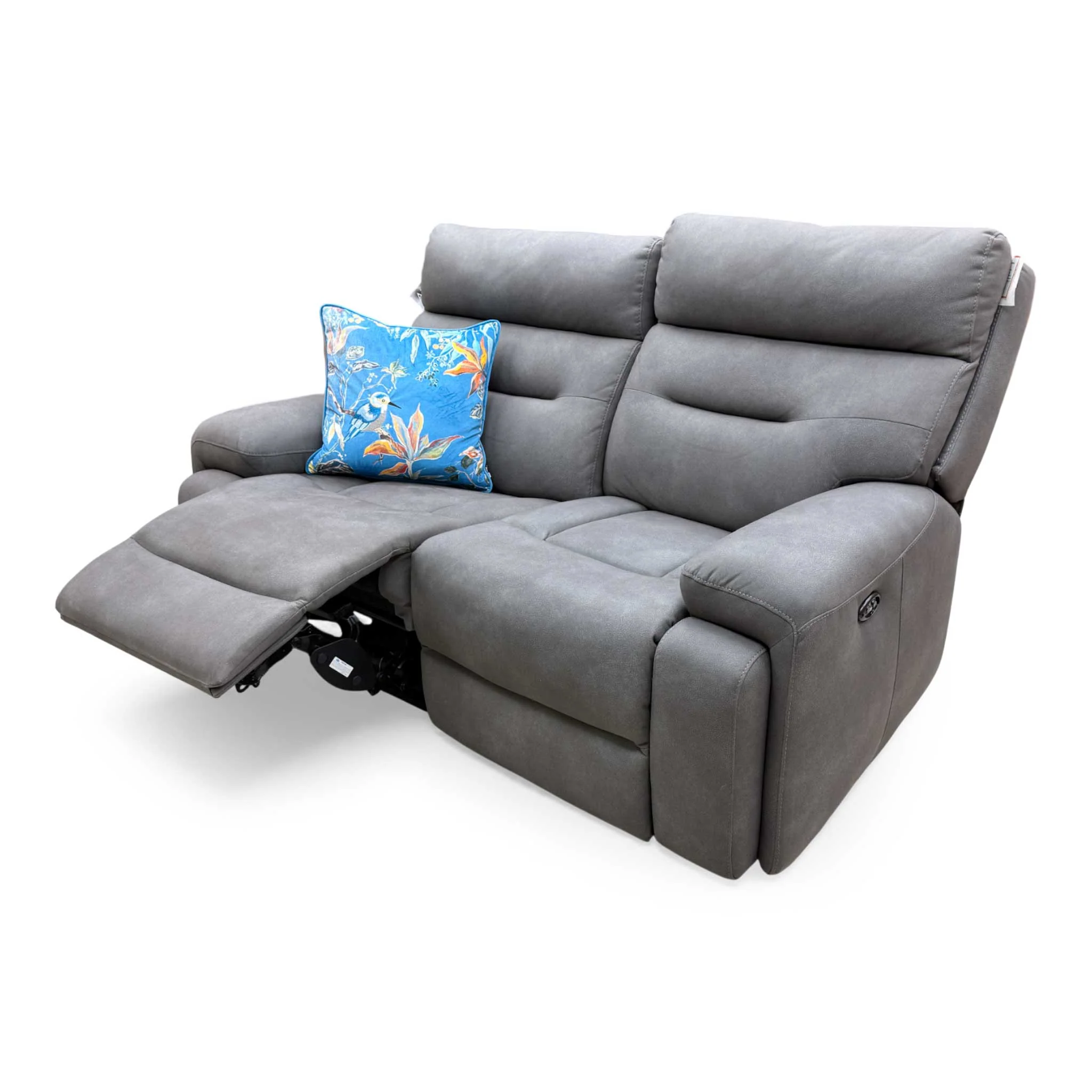 ‘Cinemax’ Nappa Grey Velvet 2 Seater Power Recliner Sofa - Image 7