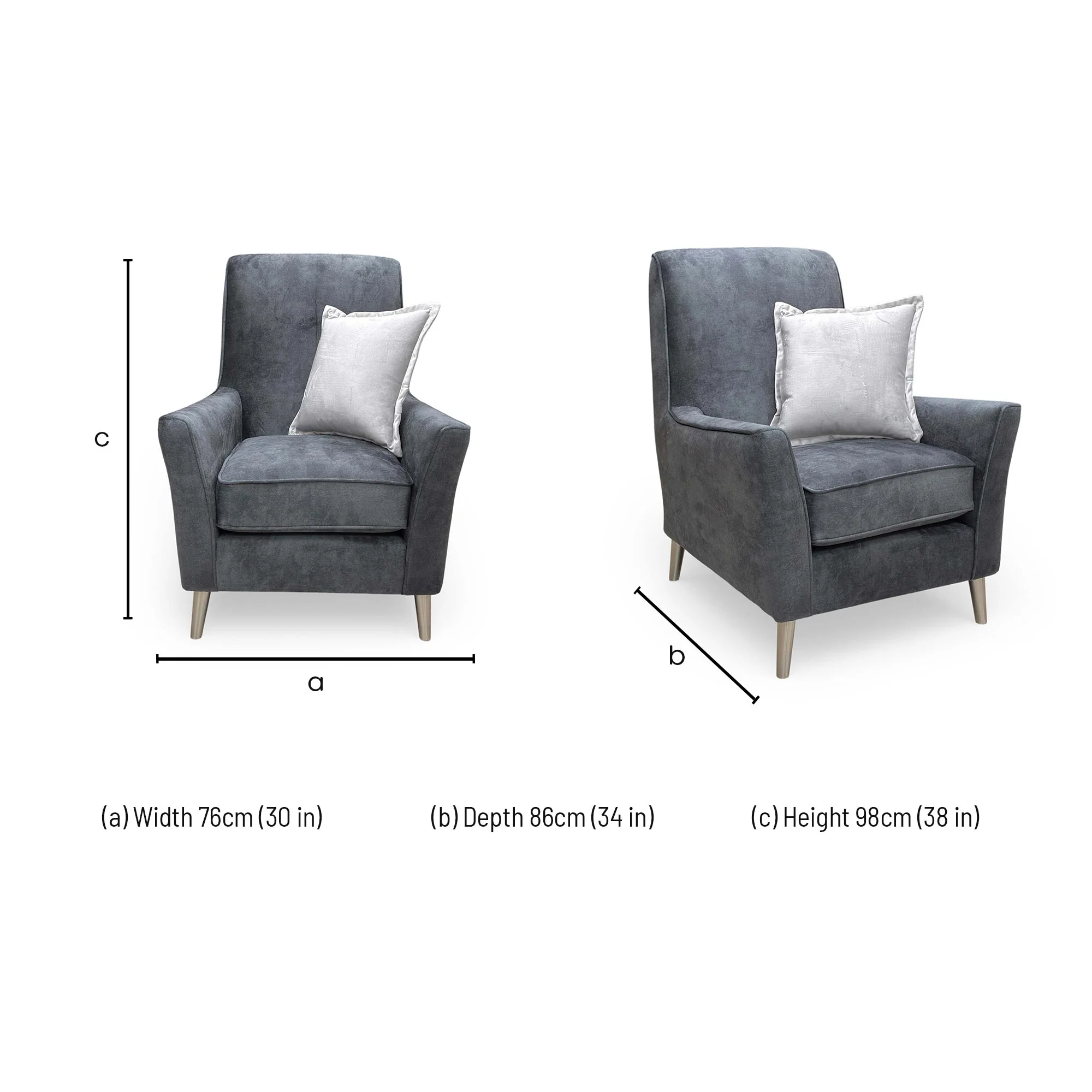 ‘Collins’ Granite Grey Infinity Velvet Accent Chair - Image 10