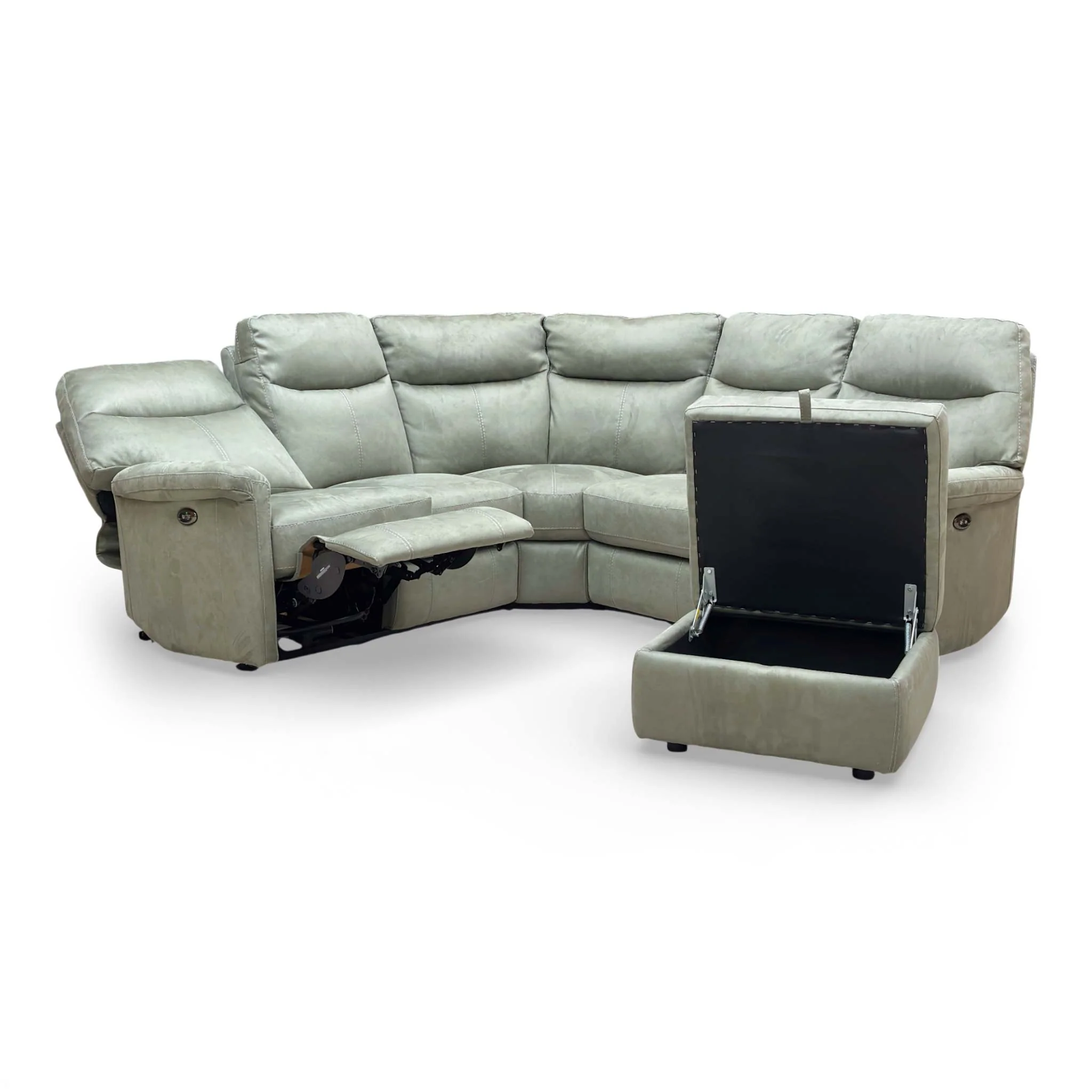 Compact Collection ‘Lille’ Olive Bfa-Ori-R12 Large Fabric Power Recliner Corner Sofa + Storage Footstool