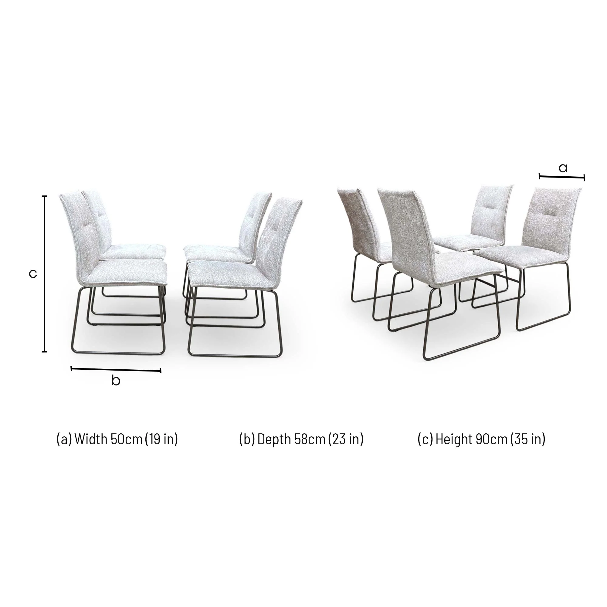 Connubia 'Maya' Syt -Enil Sand Fabric Lava Metal Leg Fixed Dining Chairs - Set of 4 - Image 7