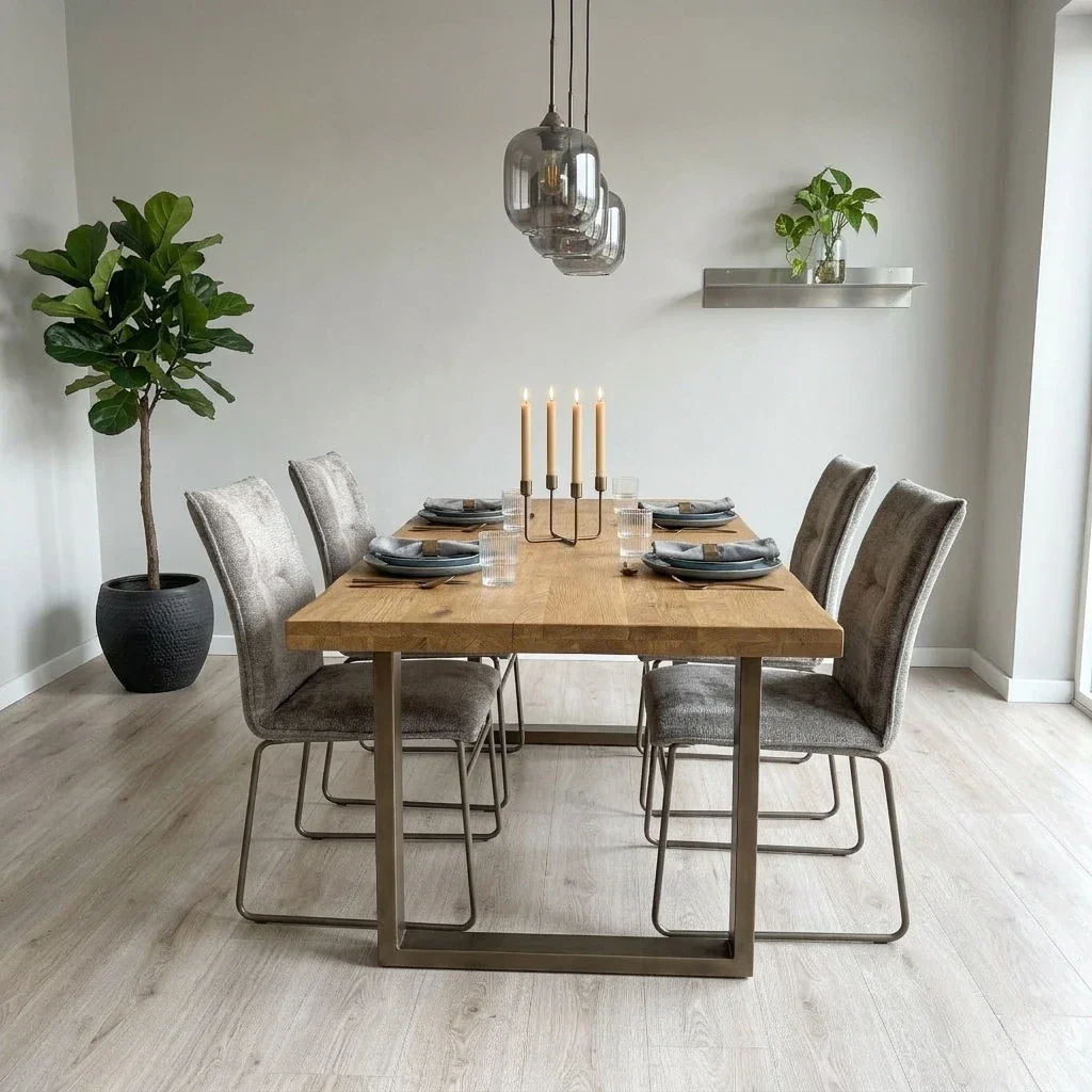 Connubia 'Maya' Syu - Enil Taupe Fabric Lava Metal Leg Fixed Dining Chairs - Set of 4 - Image 2