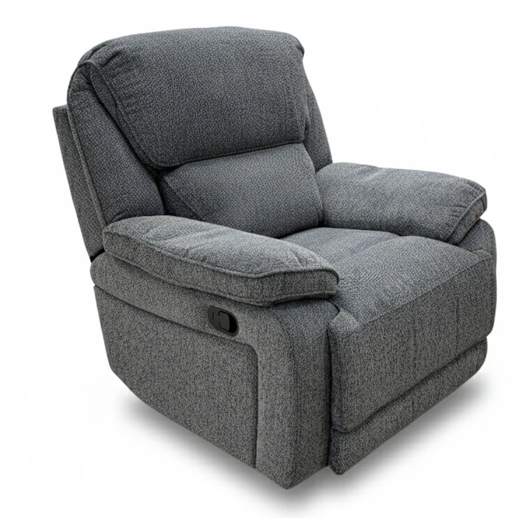 'Costa' Manual Recliner Charcoal Grey Weave Fabric Armchair - Image 6