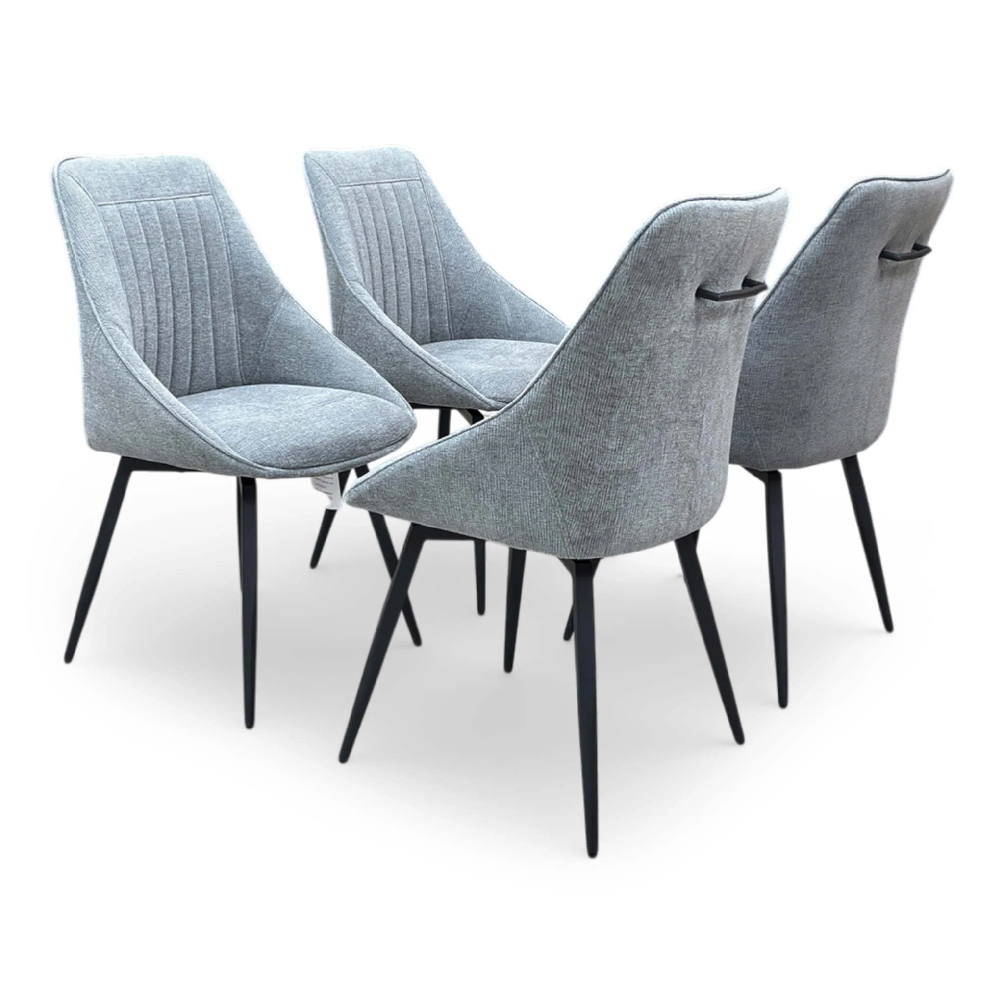 'Crete' Dark Grey Fabric Swivel Dining Chairs - Set of 4 - Image 5