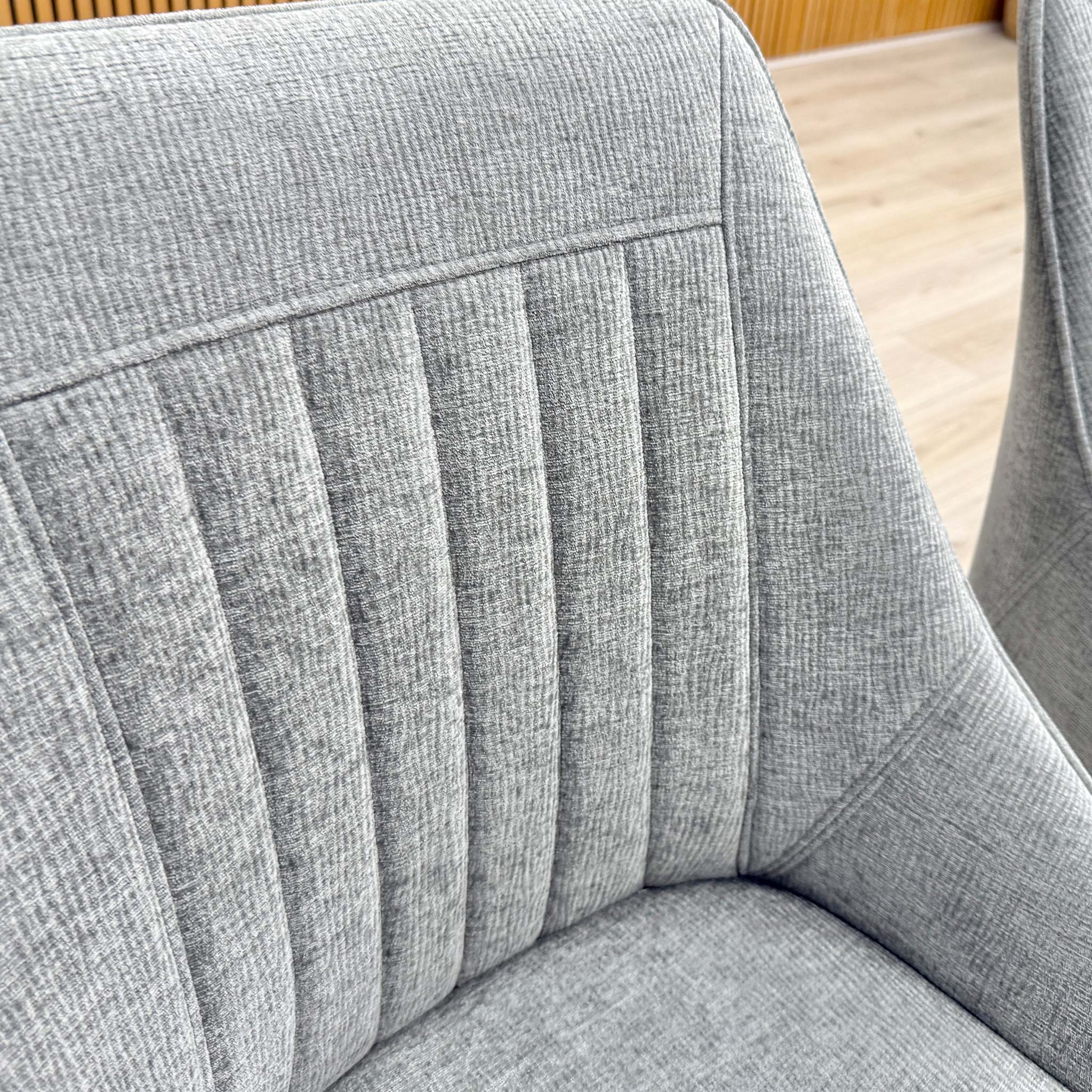 'Crete' Dark Grey Fabric Swivel Dining Chairs - Set of 6 - Image 5