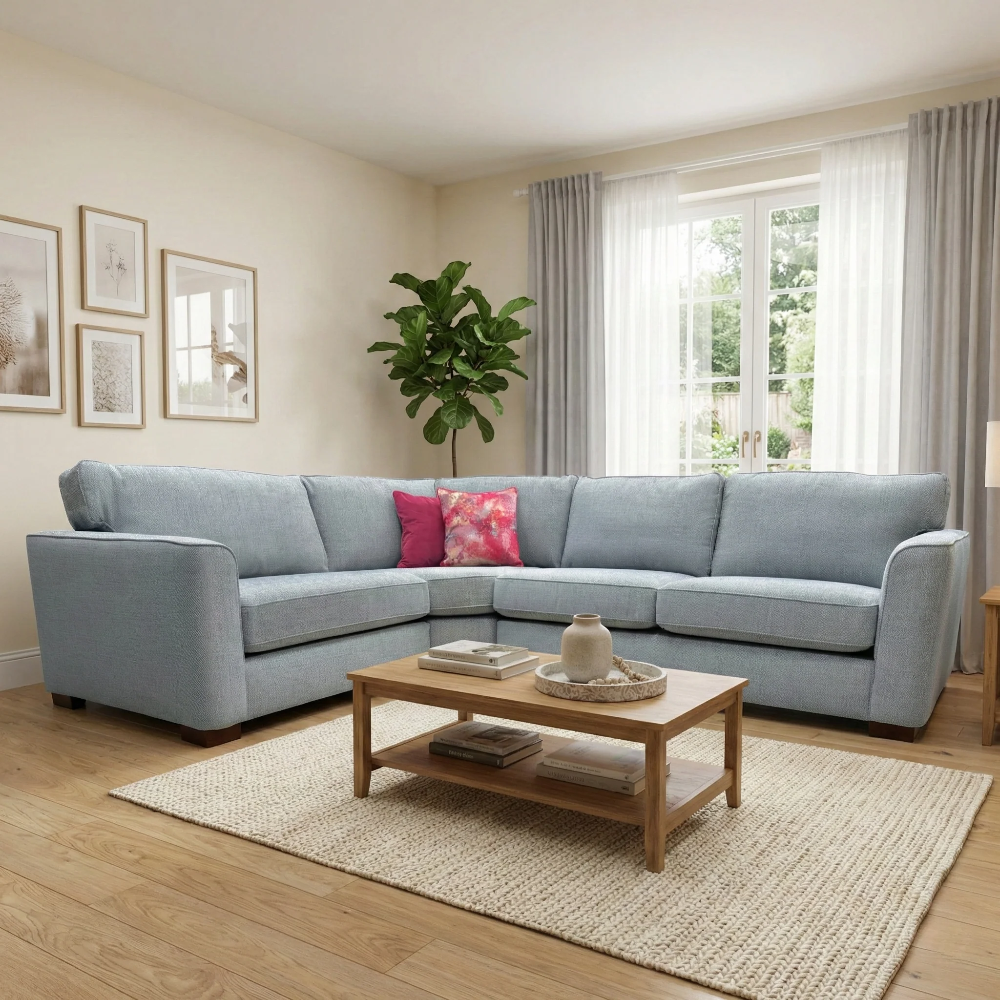 'Elora' Kento Deep Sea Grey Dbf Woven Fabric Left Hand Facing Corner Sofa - Image 2