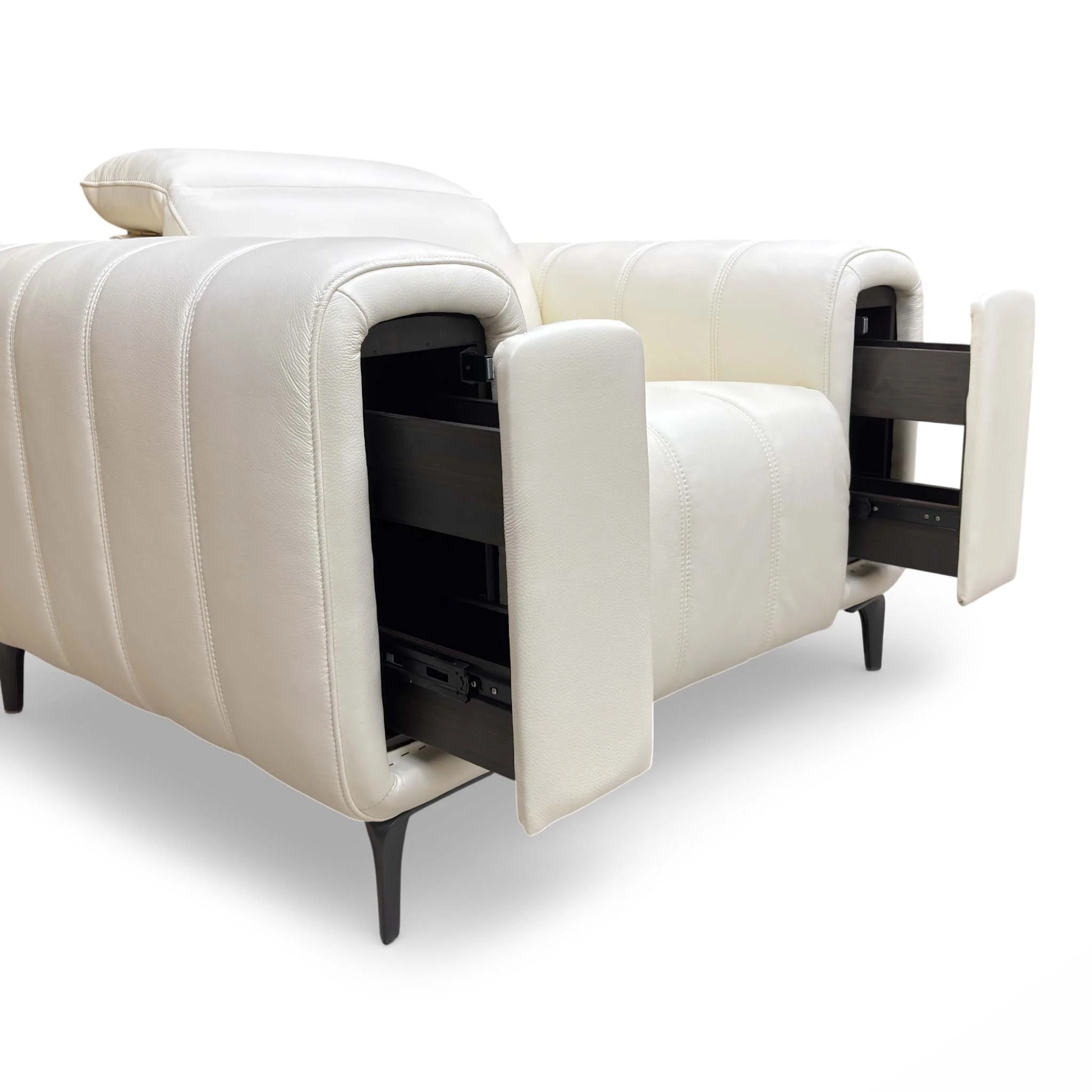'Elphaba' Cat-40/15 Cotton White Leather Chair with Storage Arms - Image 7
