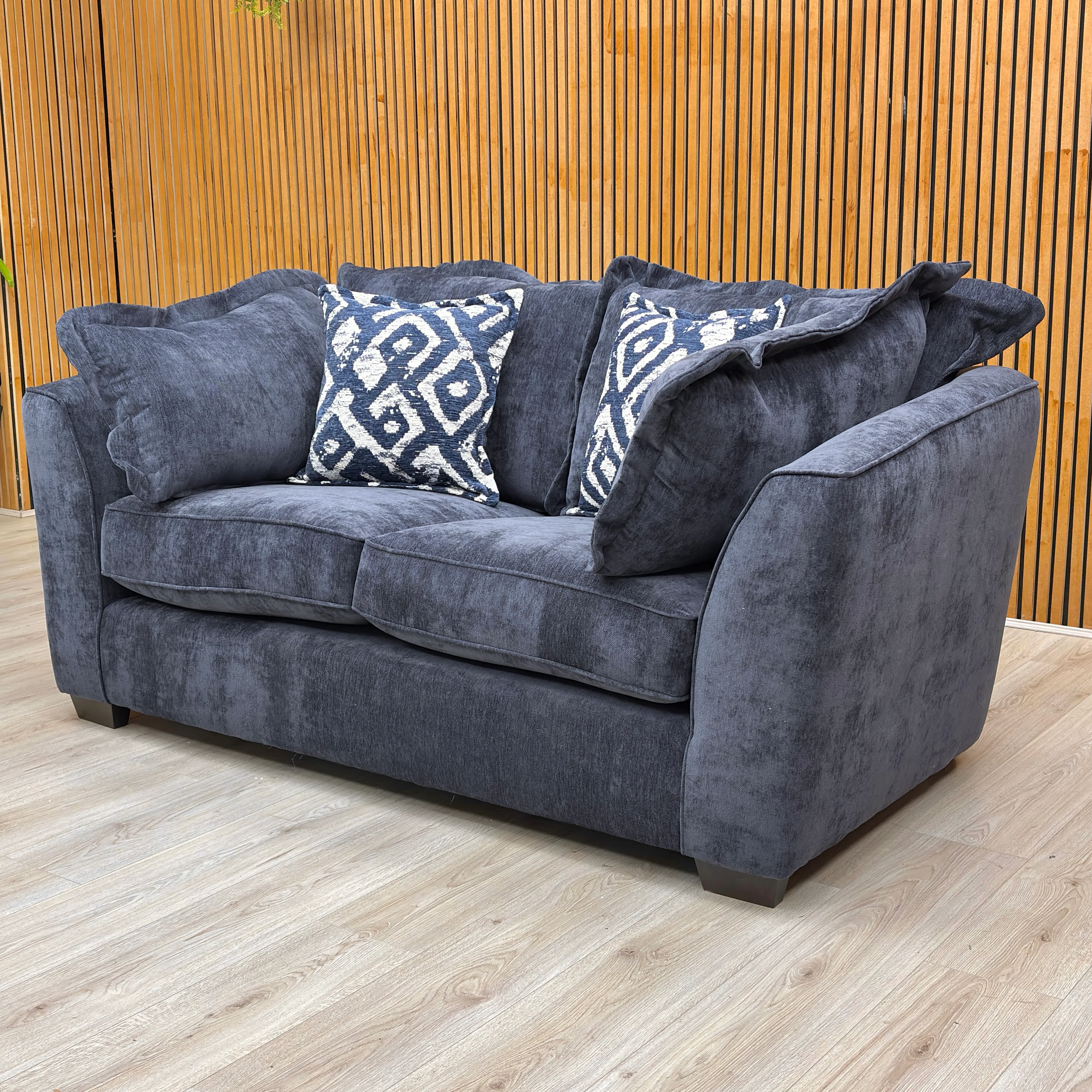 ‘Finchley’ Denim Blue Derwent Soft Weave Fabric Classic Back 2 Seater Sofa - Image 3