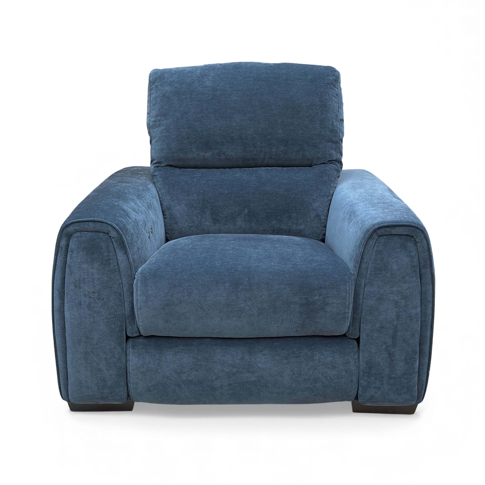 ‘Flex’ Fab-Can-R330 Steel Blue Velvet Power Recliner Armchair with Storage Arms - Image 4