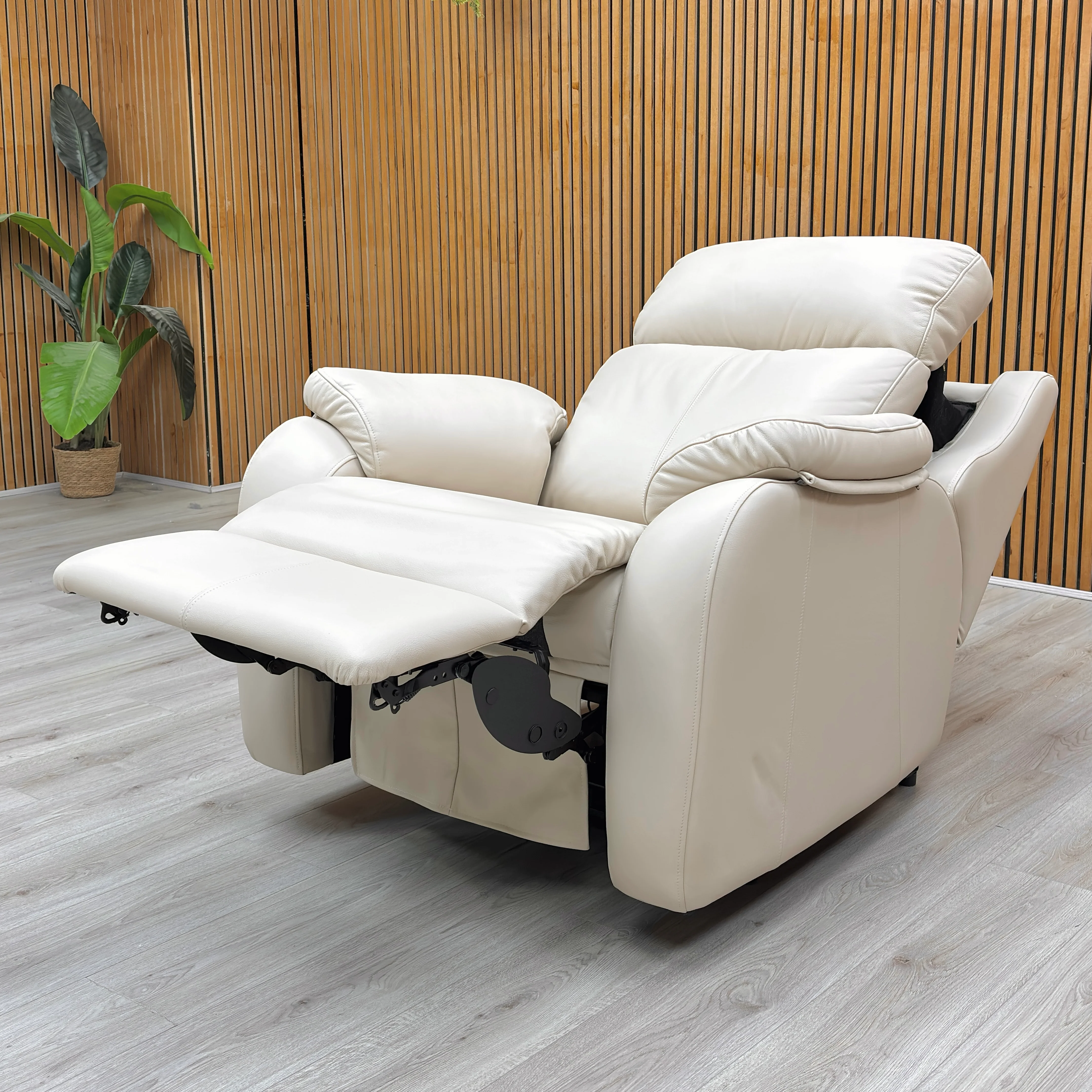 G Plan 'Kingsbury' L843 Cambridge Stone Leather Power Recliner Chair with Power Headrest and Power Lumbar - Image 3