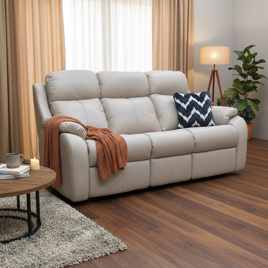 G Plan 'Kingsbury' L844 Cambridge Plaster Leather 3 Seater Sofa - Image 2