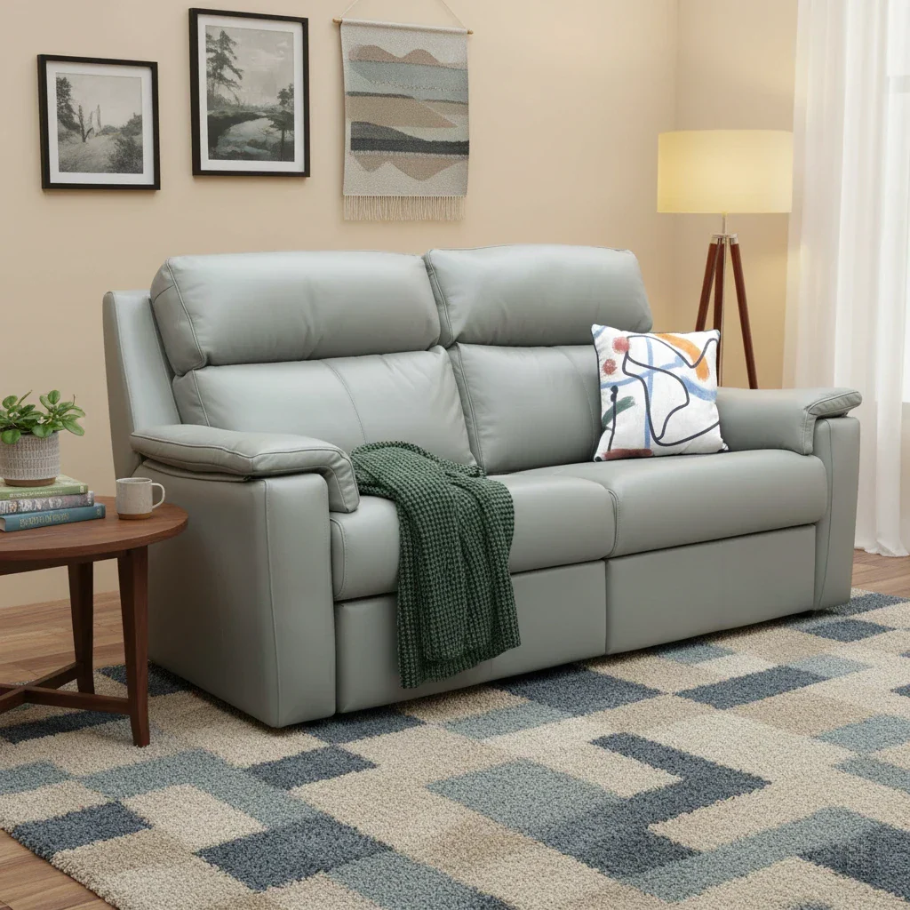 G Plan ‘Thornbury’ L858 Cambridge Olive Leather 3 Seater Sofa - Image 2