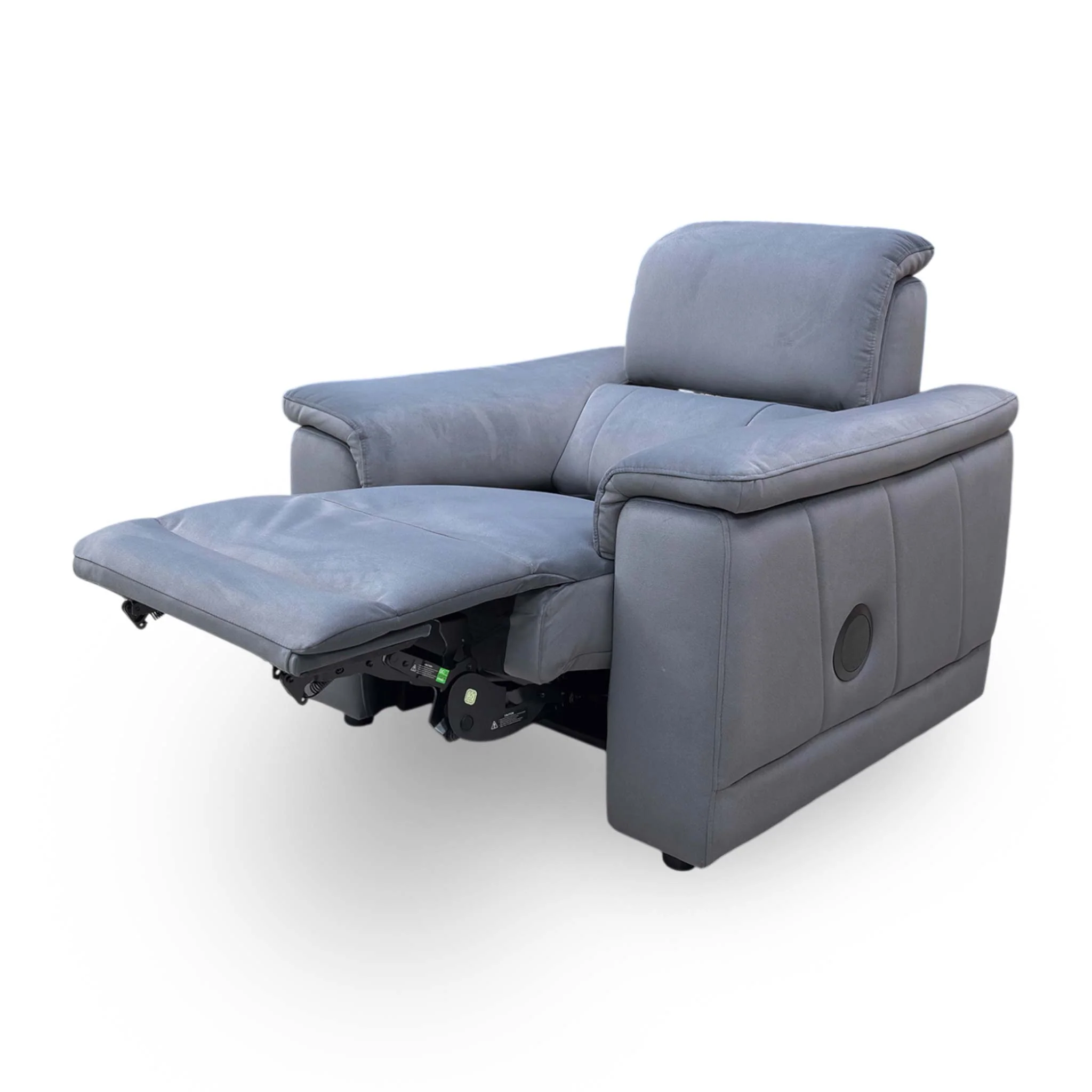 ‘Genius’ Bella Iron Grey 43460 Velvet Power Recliner Chair with Power Headrest and Bluetooth Speakers - Image 6