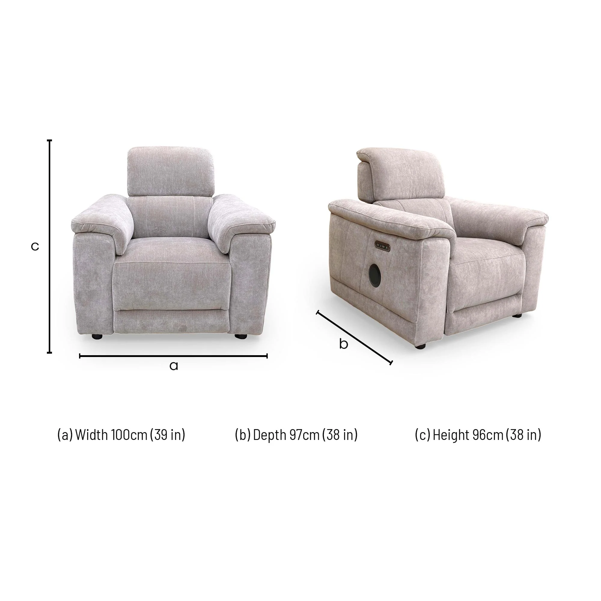 ‘Genius’ Nutmeg Fabric Power Recliner Media Chair With Telescopic Headrests and Bluetooth Speakers - Image 10