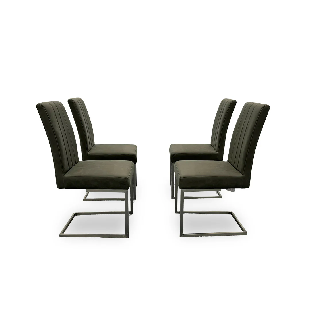 'Grigio' Grey Upholstery Set of 4 Dining Chairs - Image 3